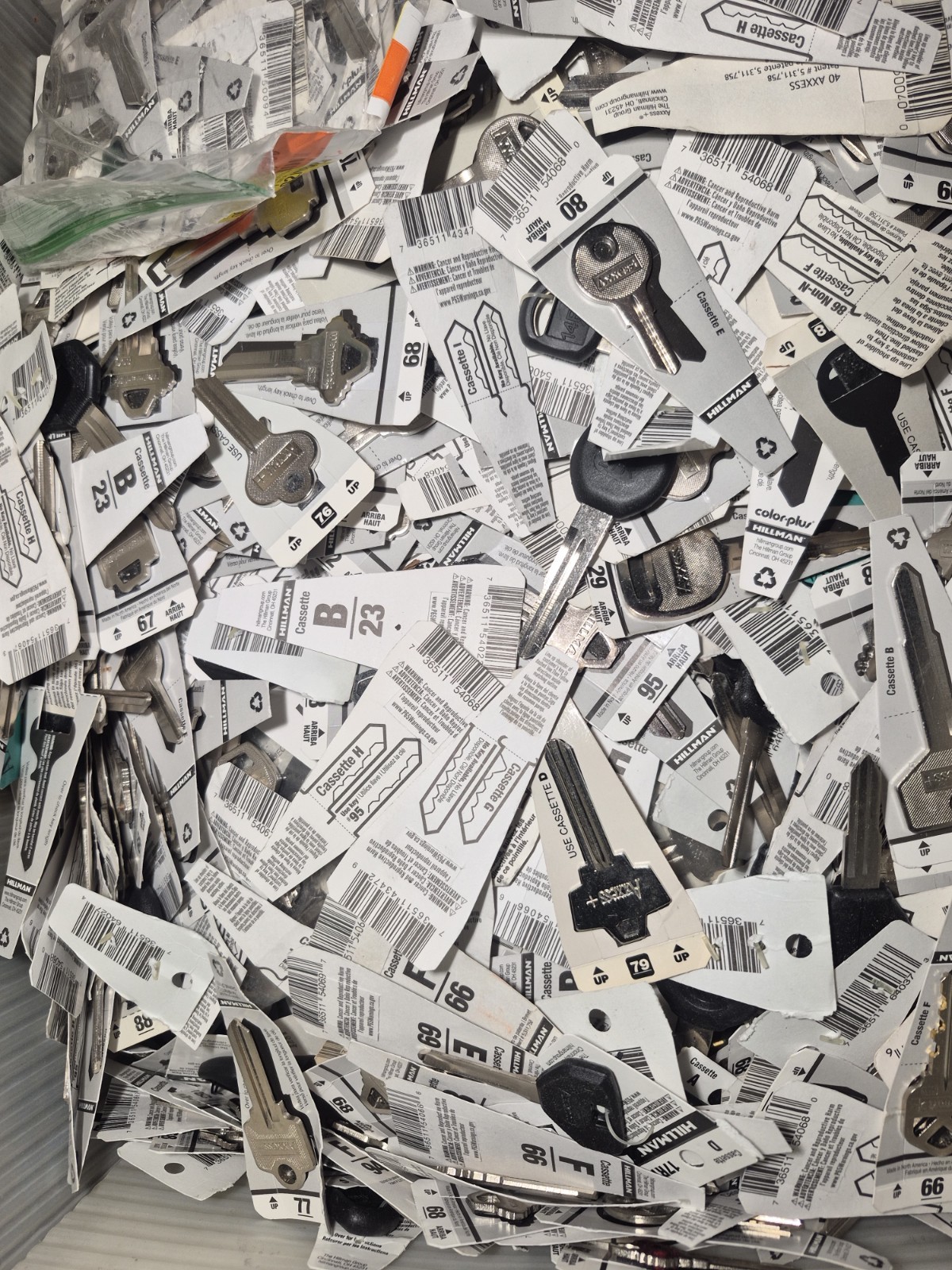 key blank lot *Hillman* 1500 keys 35lb box assorted res/comm/auto/designer/etc