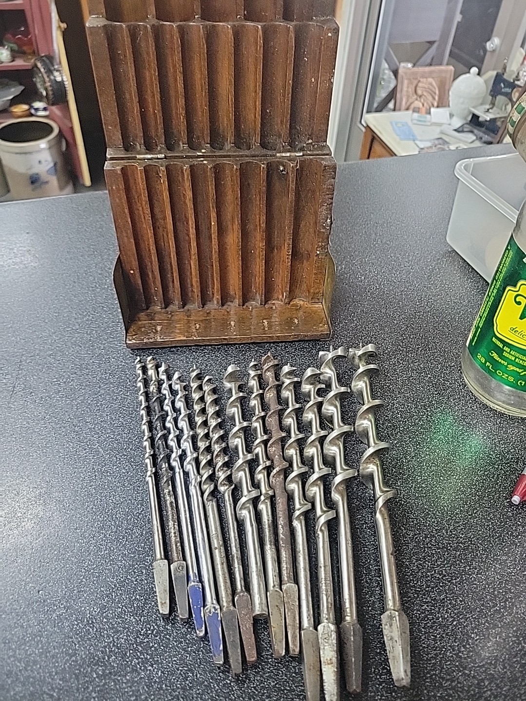 13 Auger Drill Brace Bits & Wood Storage Case Keen Kutt Bates-Craftman-Win Ect