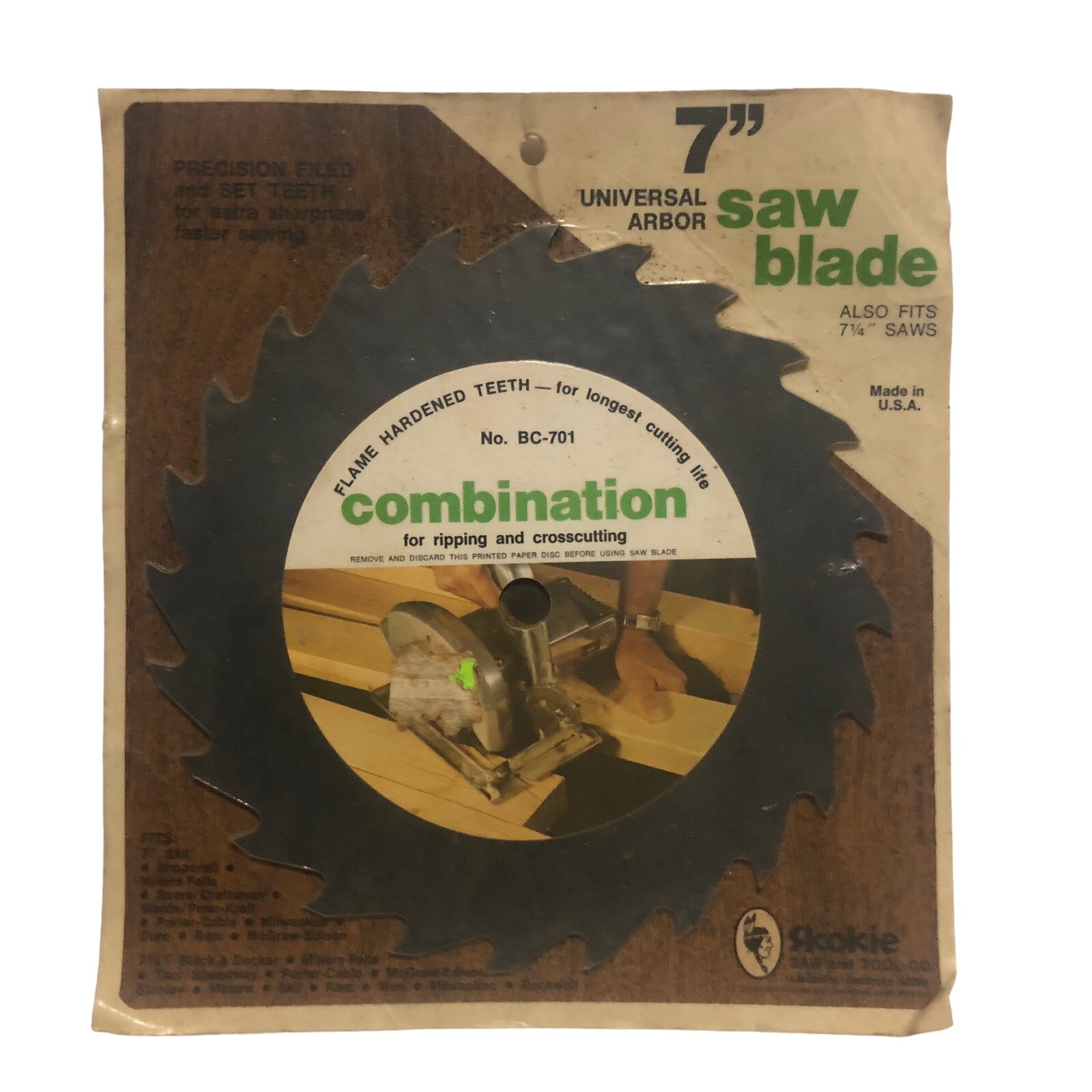 Vintage Circular Saw Combination Blade Skokie Saw And Tool 7″ 7-1/4″ Rip BC-701
