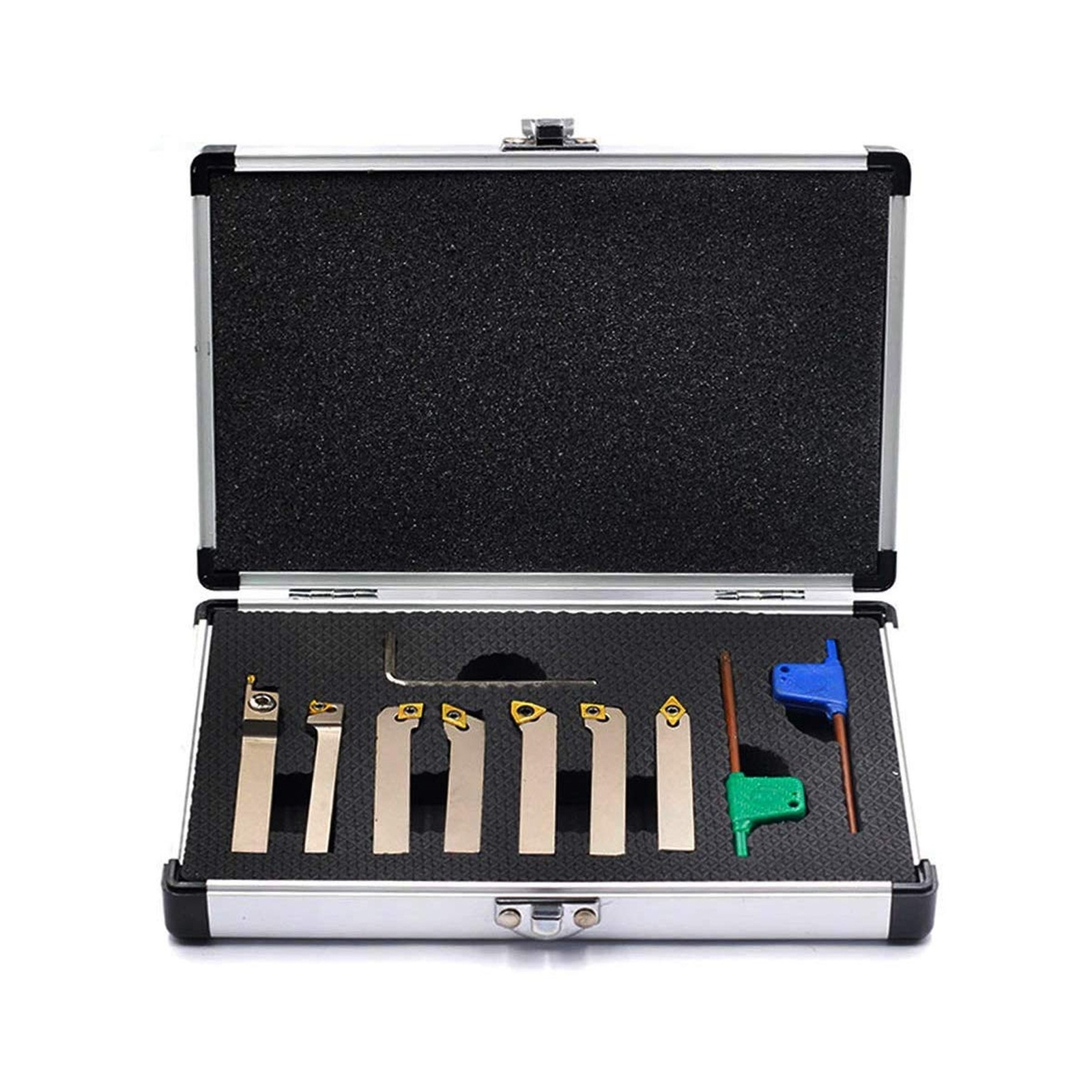 OSCARBIDE 1/4″ Shank 7 Pcs/Set Nickel Plated Indexable Lathe Turning Tool Hol…
