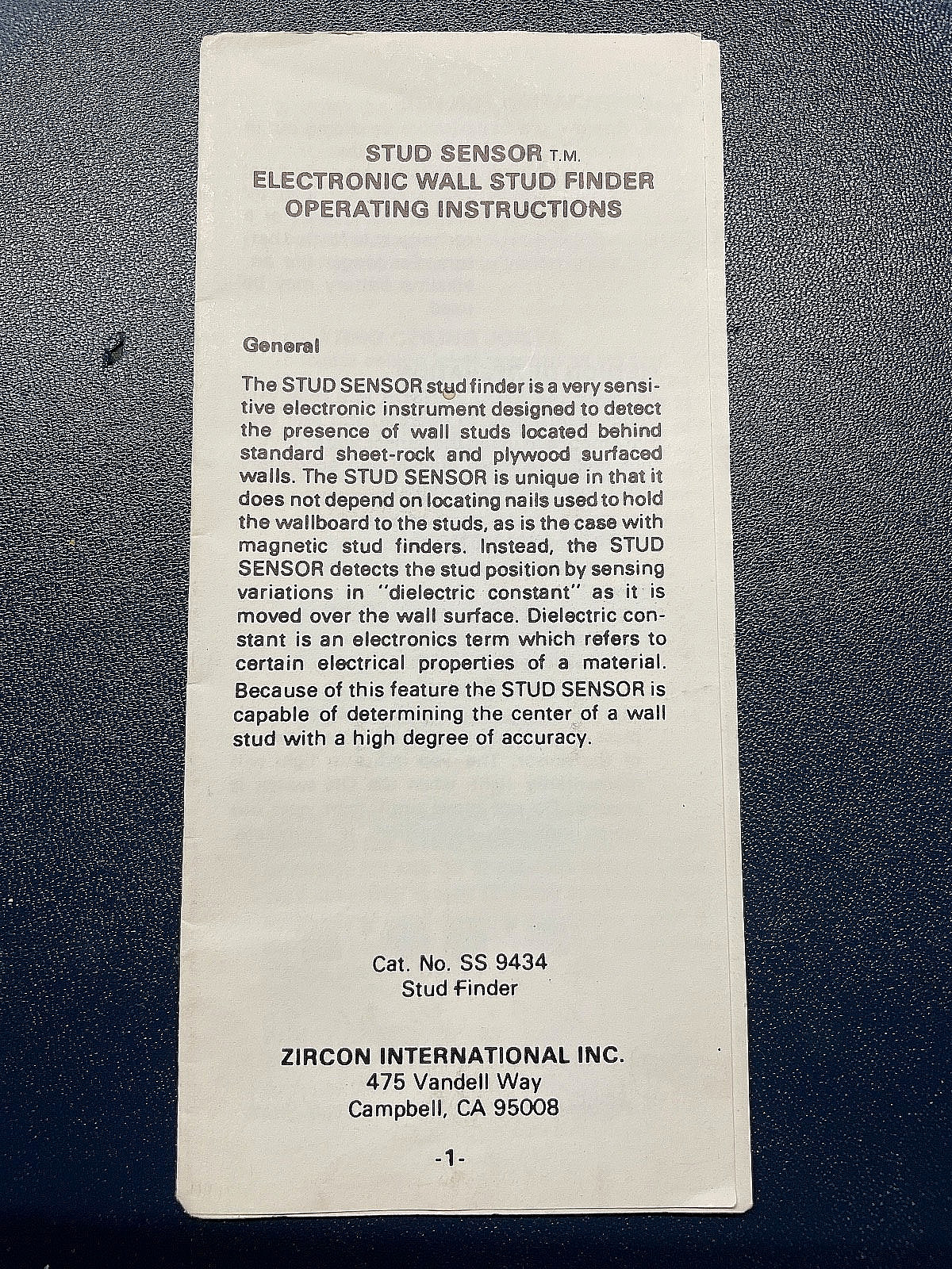 Vintage Zircon Stud Sensor Finder – Pre-Barcode Original Packaging – Tested