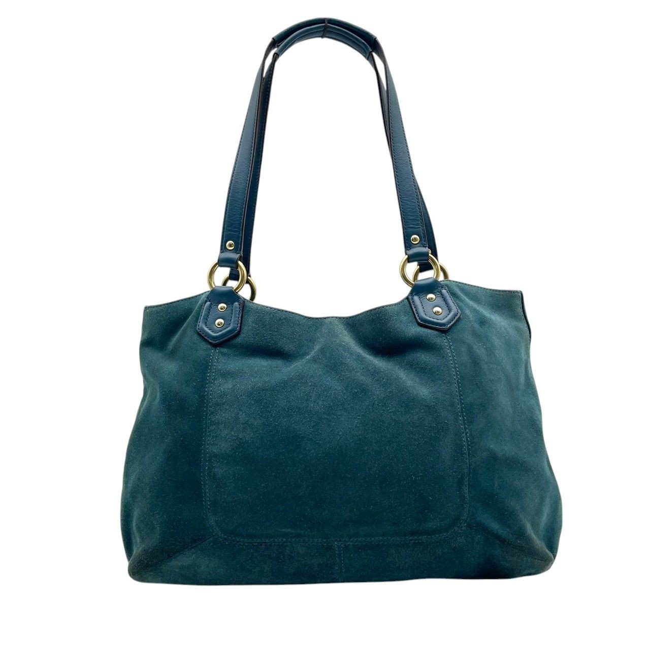 COACH Tote Bag F24688 Campbell Suede Belle A4 Storage Teal Blue Used