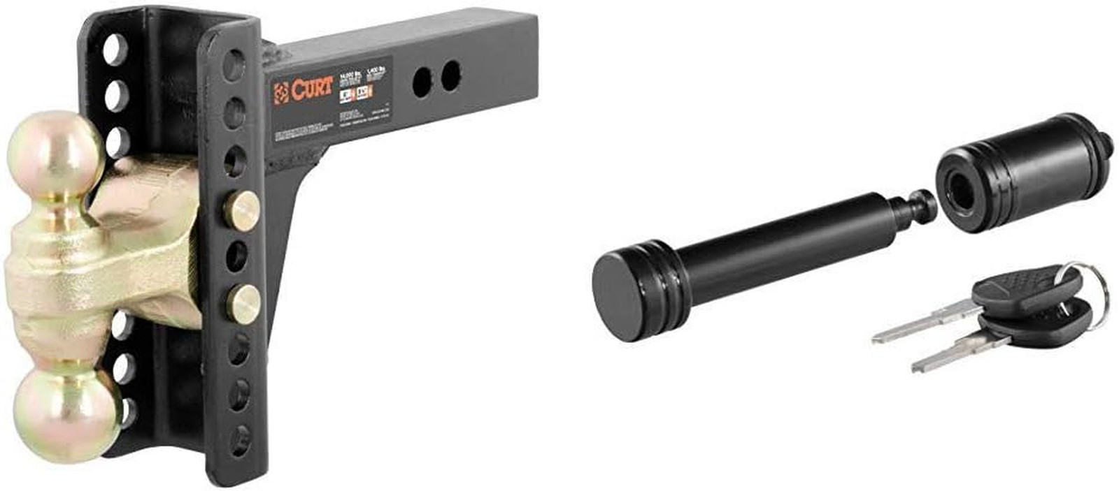 Adjustable Trailer Hitch Ball Mount & Lock for 2-Inch Receiver, 6″ Drop