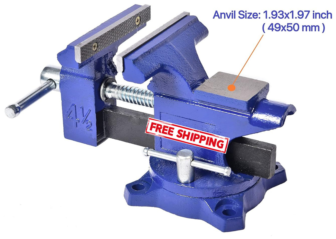 4-1/2 Inch Vise with 240° Swivel Base Clamp Tool, Home Bench Vise Rotation Base