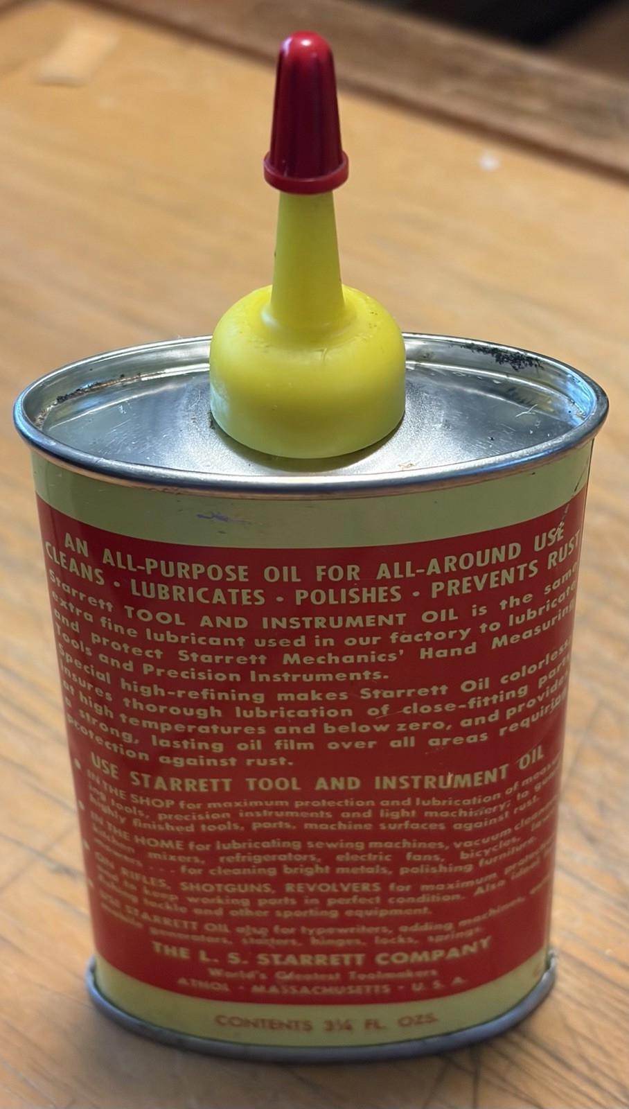 VINTAGE OVAL STARRETT TOOL AND INSTRUMENT OIL 3 OUNCE HANDY OILER TIN
