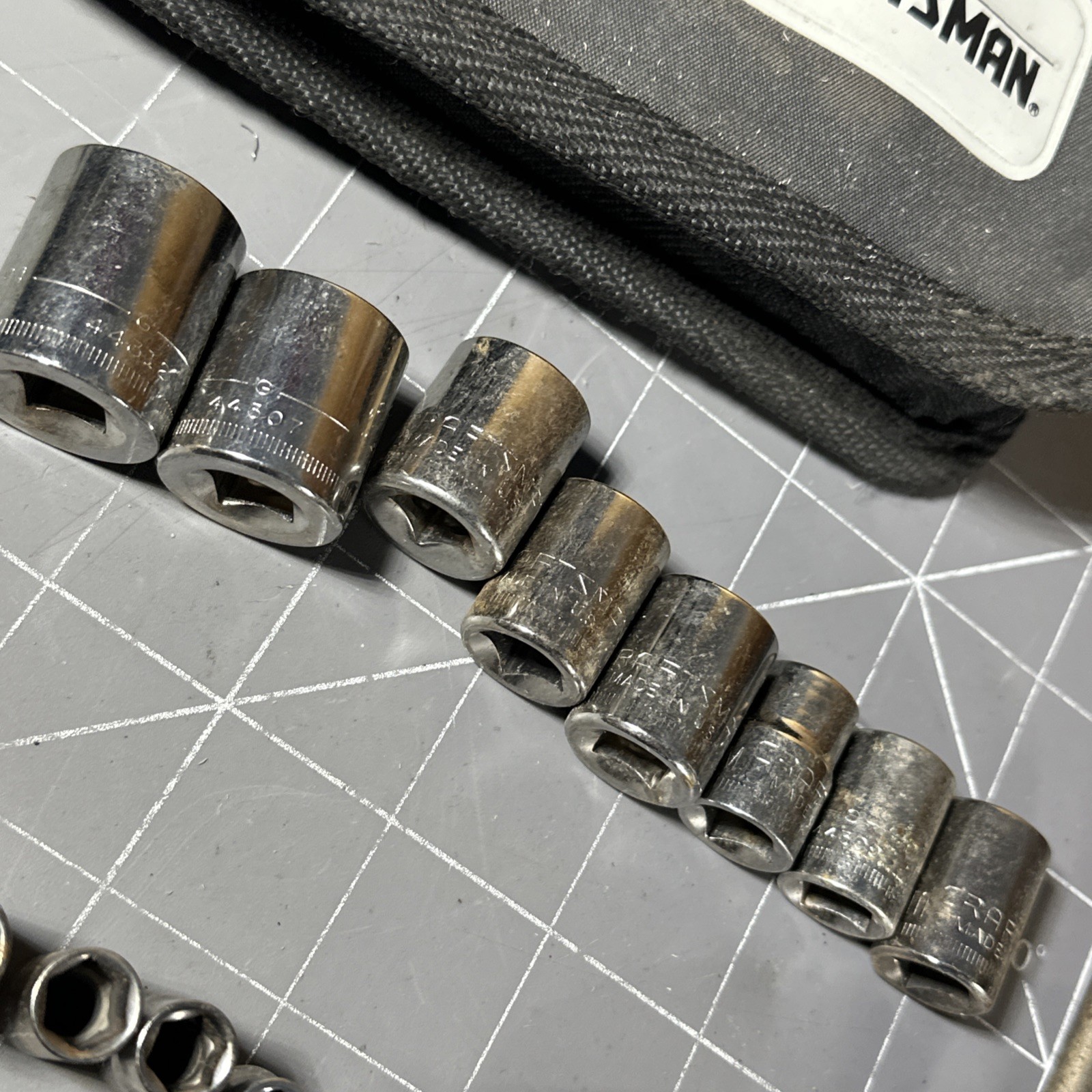 52pc Sears Craftsman USA 1/4 3/8 Mechanics Tool Socket Set In Pouch Vintage