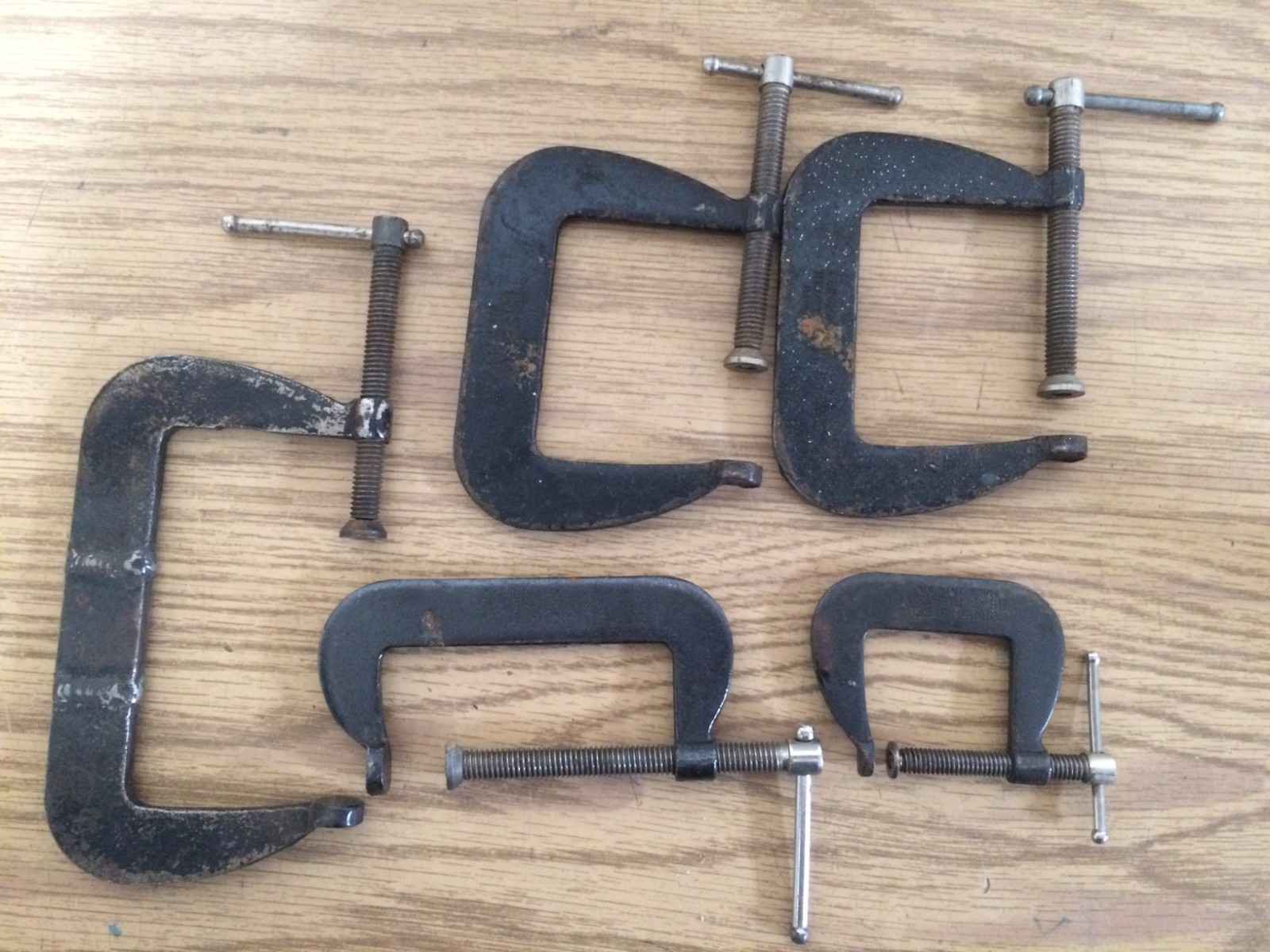 5 Cincinnati Tool 56 55 53 Super Jr 4 3 3½ 1½ ” C-Clamps Forged Steel USA Nice