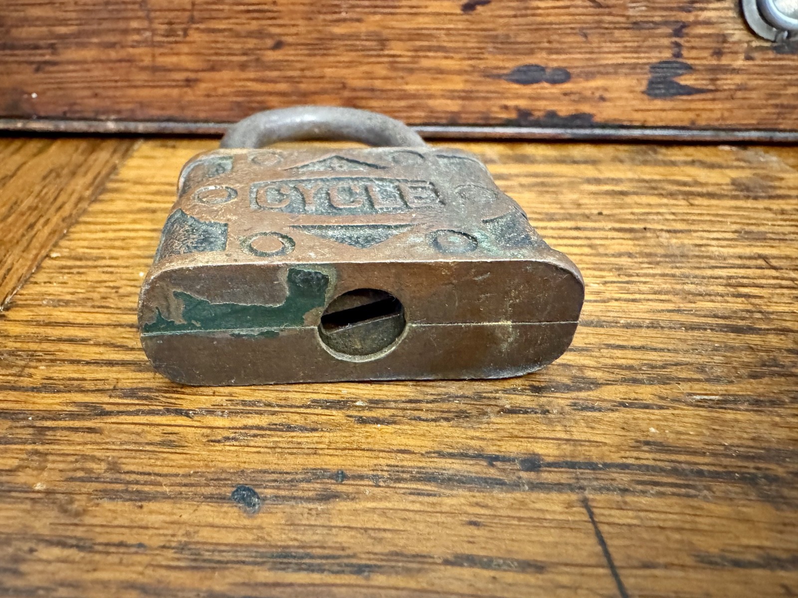 Antique 1890s “CYCLE” Brass Bicycle Padlock – Victorian Era