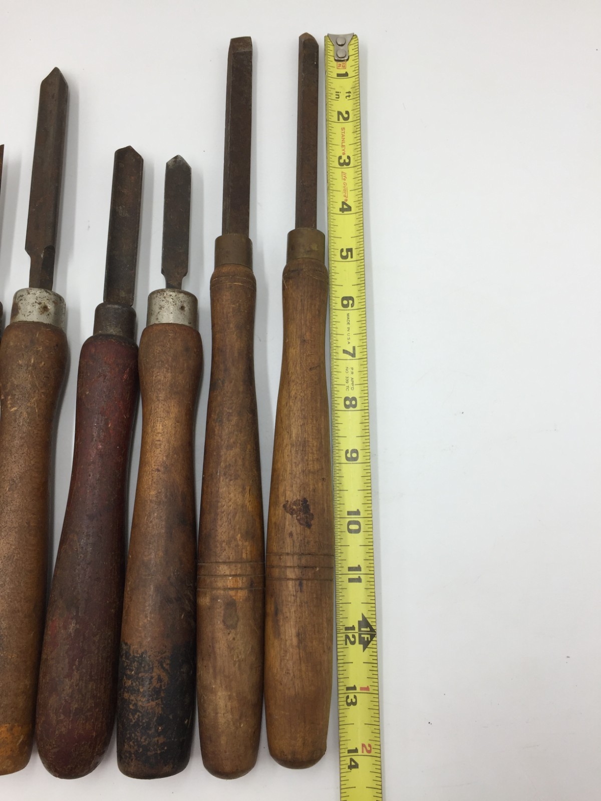 6 Pc Lathe Tools Vintage Wood Handle,JOHNS,CRAFTSMAN,Gouge Woodcarving Chisels