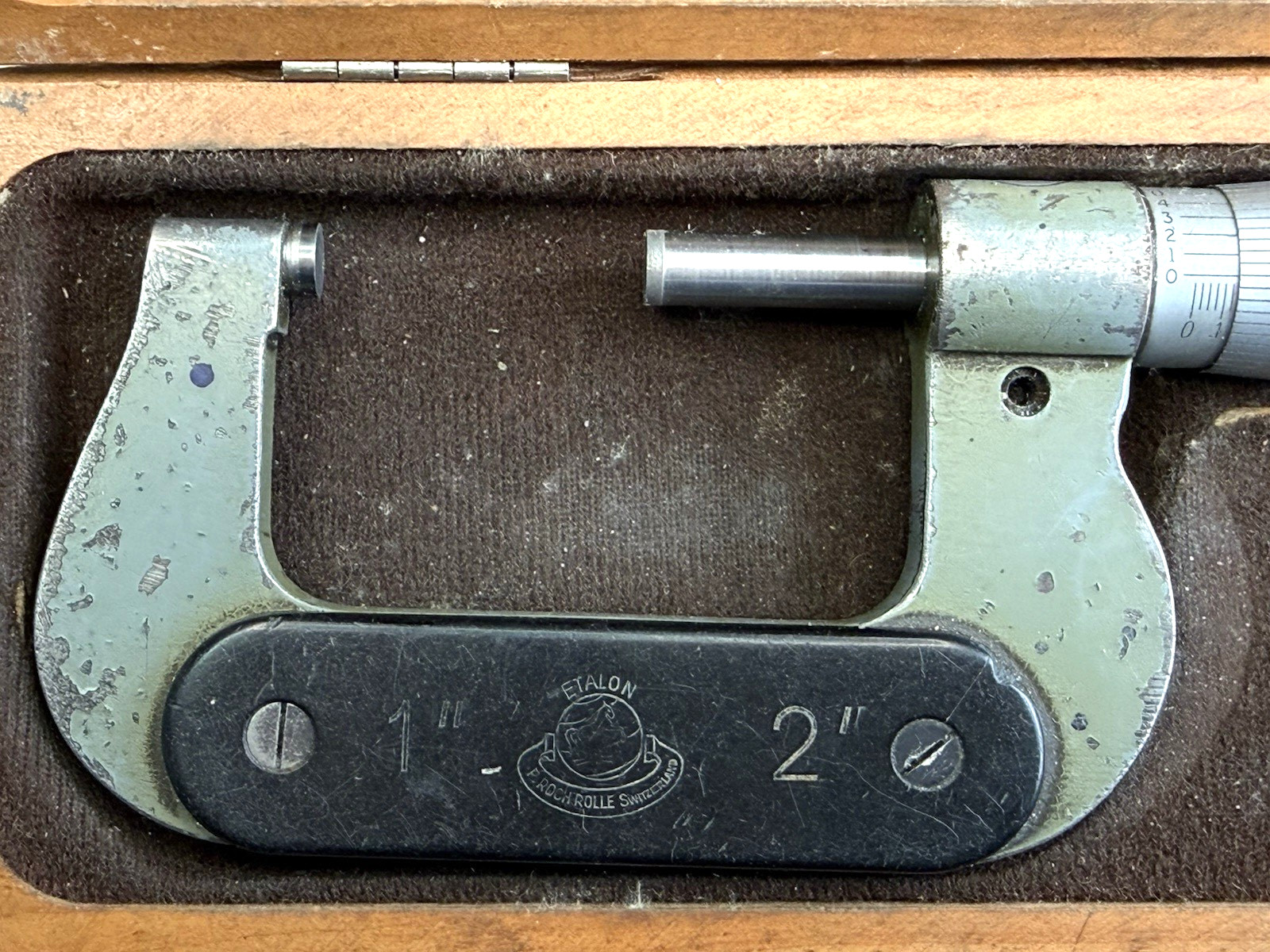 Vintage Etalon 1″ – 2″ Outside Micrometer Made in Switzerland