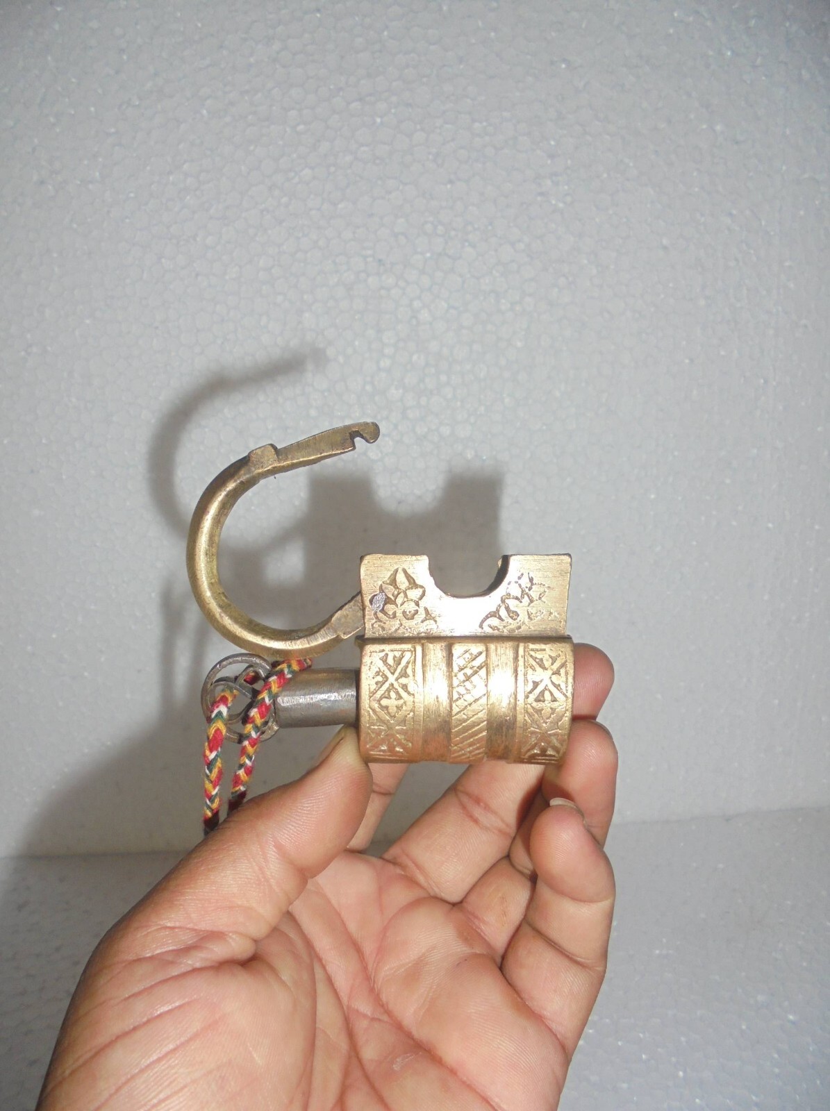 Vintage Brass Engraved Fine Handcrafted Screw System Padlock