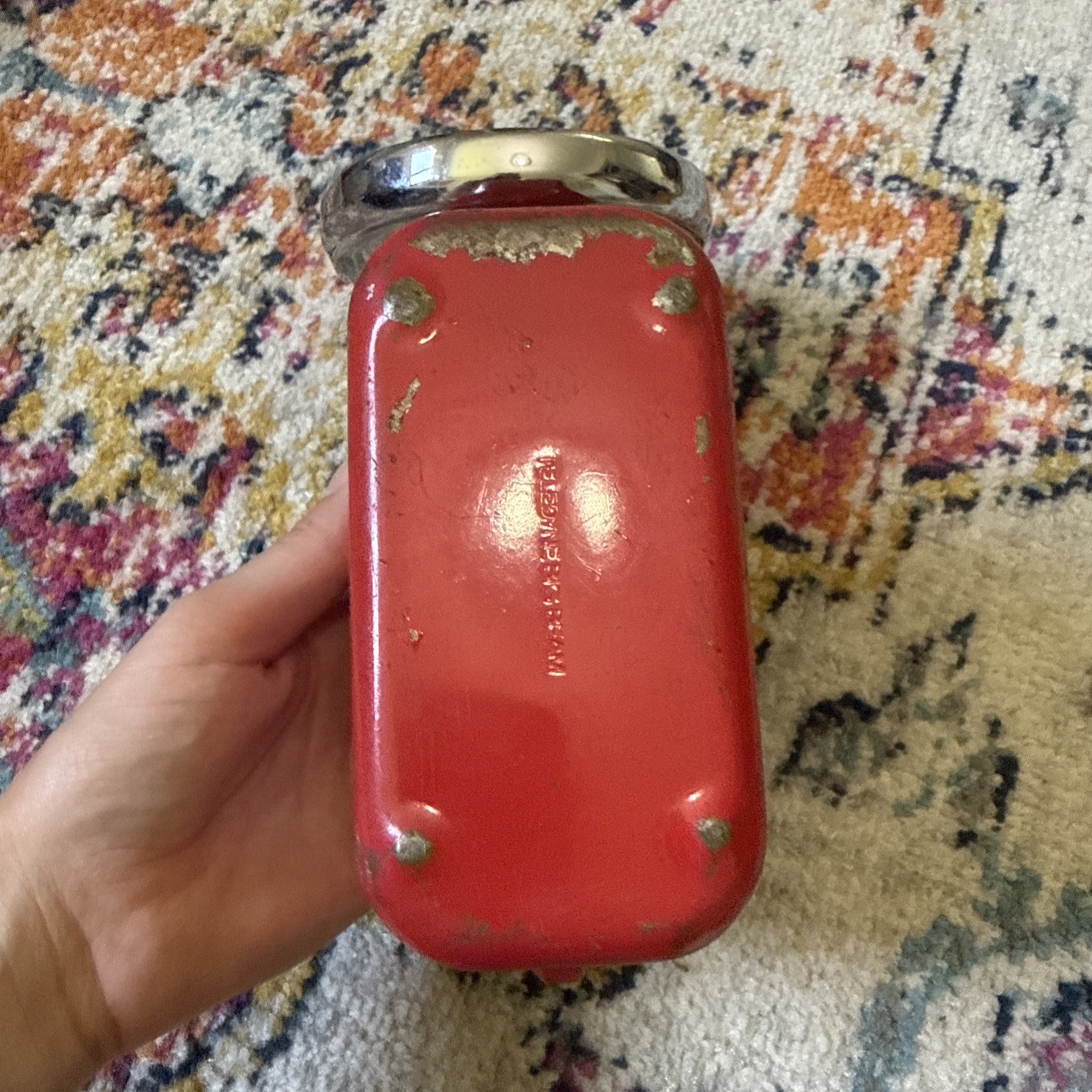 Vintage Teledyne Big Beam Model 166 Red Metal Flashlight Lantern Spotlight