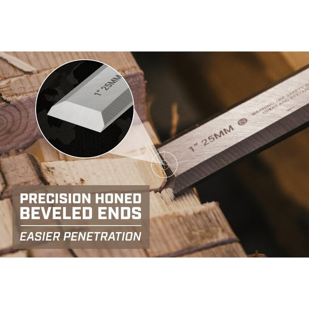 Tools Wood Chisel for Carpentry & Woodworking, Beveled Edge High-Carbon Steel…