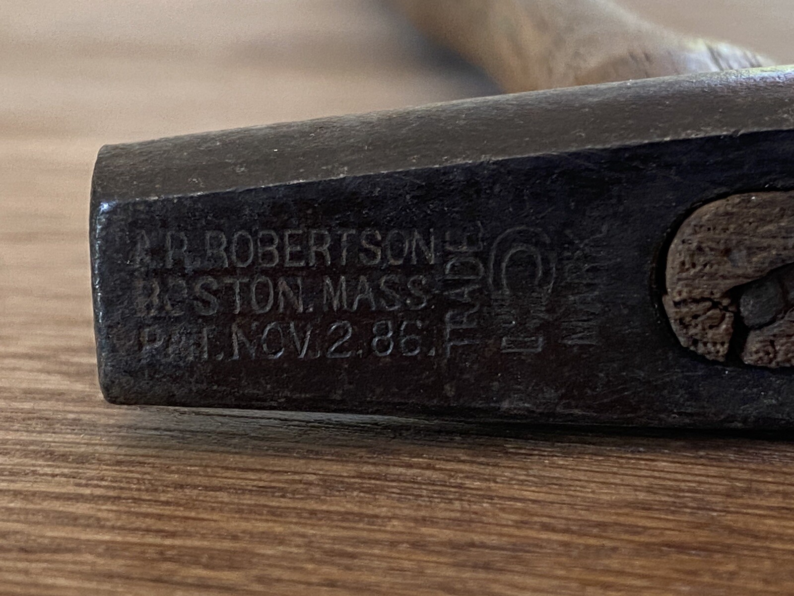 Fine Vintage Old A. R. ROBERTS Boston Mass. Tack hammer Trade Mark Magnetic 10”