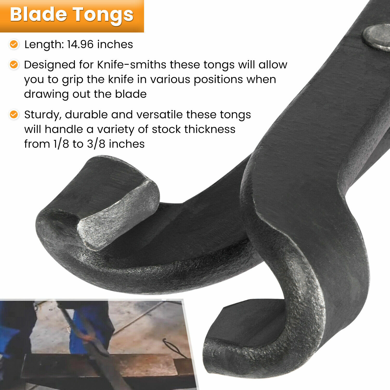 Knife Making Tongs Set Blacksmith Bladesmith Knife Tong Anvil Vise Forge 3pcs