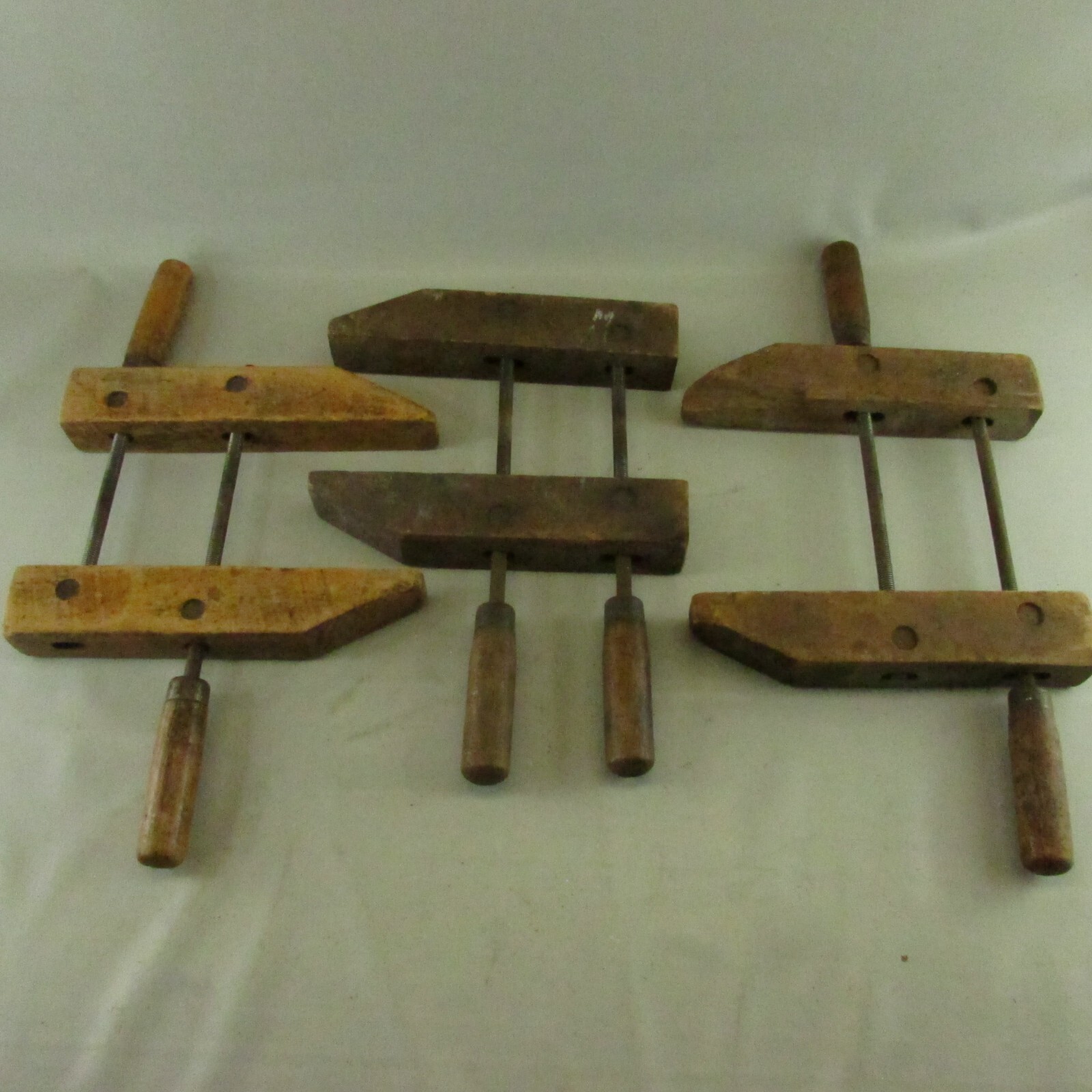 Lot of 3 Antique Vintage 9.5″ to 10″ inch Wooden Clamp Vice Woodworking