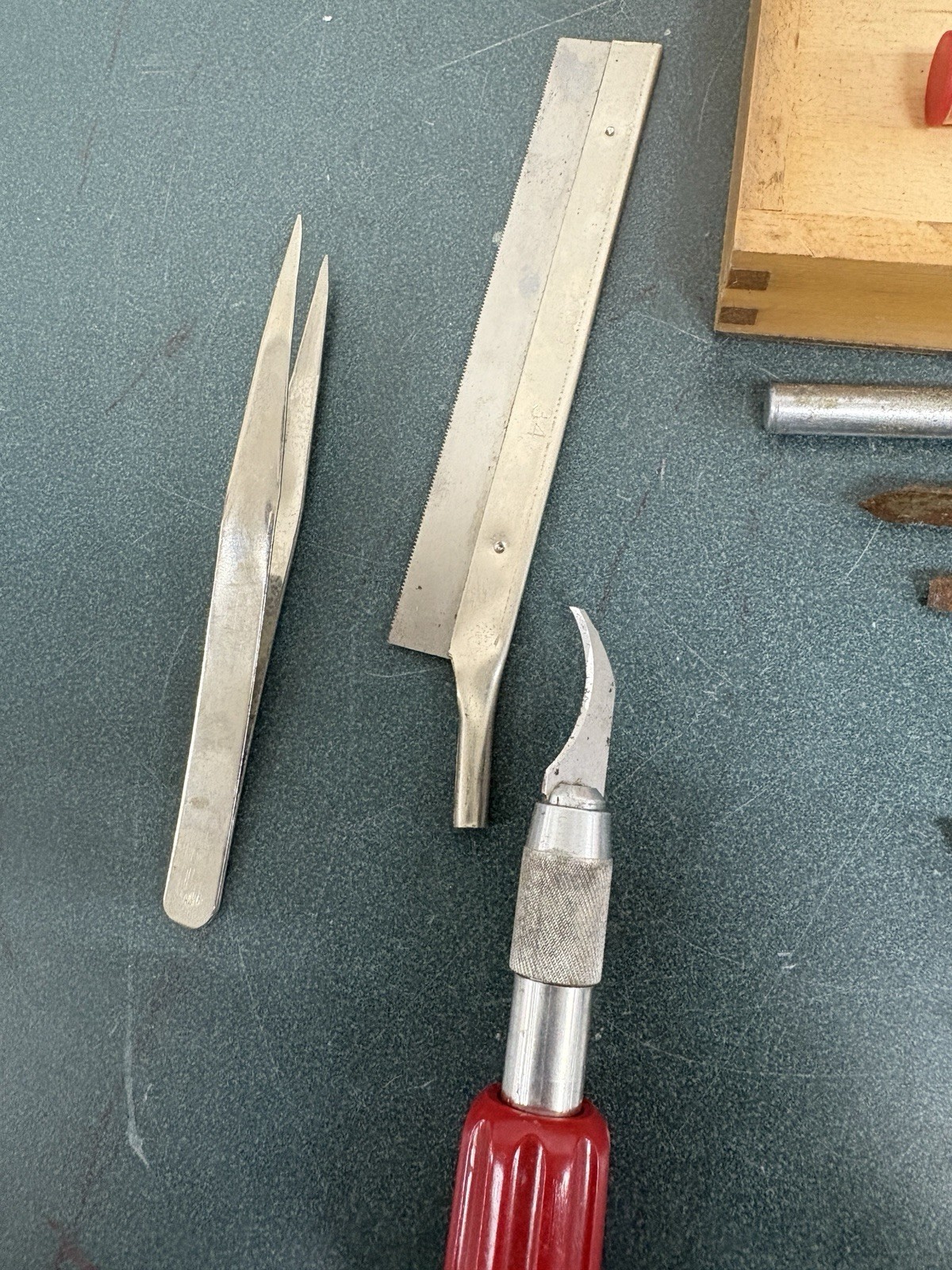 Vintage X-ACTO Workshop Knife Set Wooden Box Wood Carving Hobby Tools USA