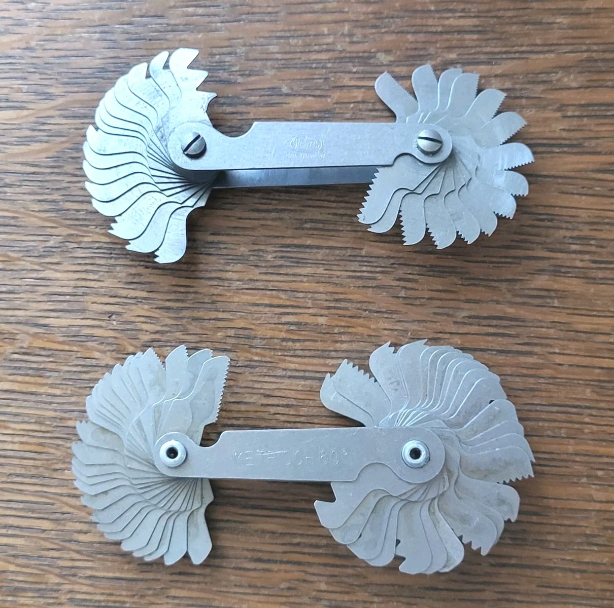 (2) Vintage Screw Pitch Gages- Helios & Metrisch 60°/Whitworth 55°