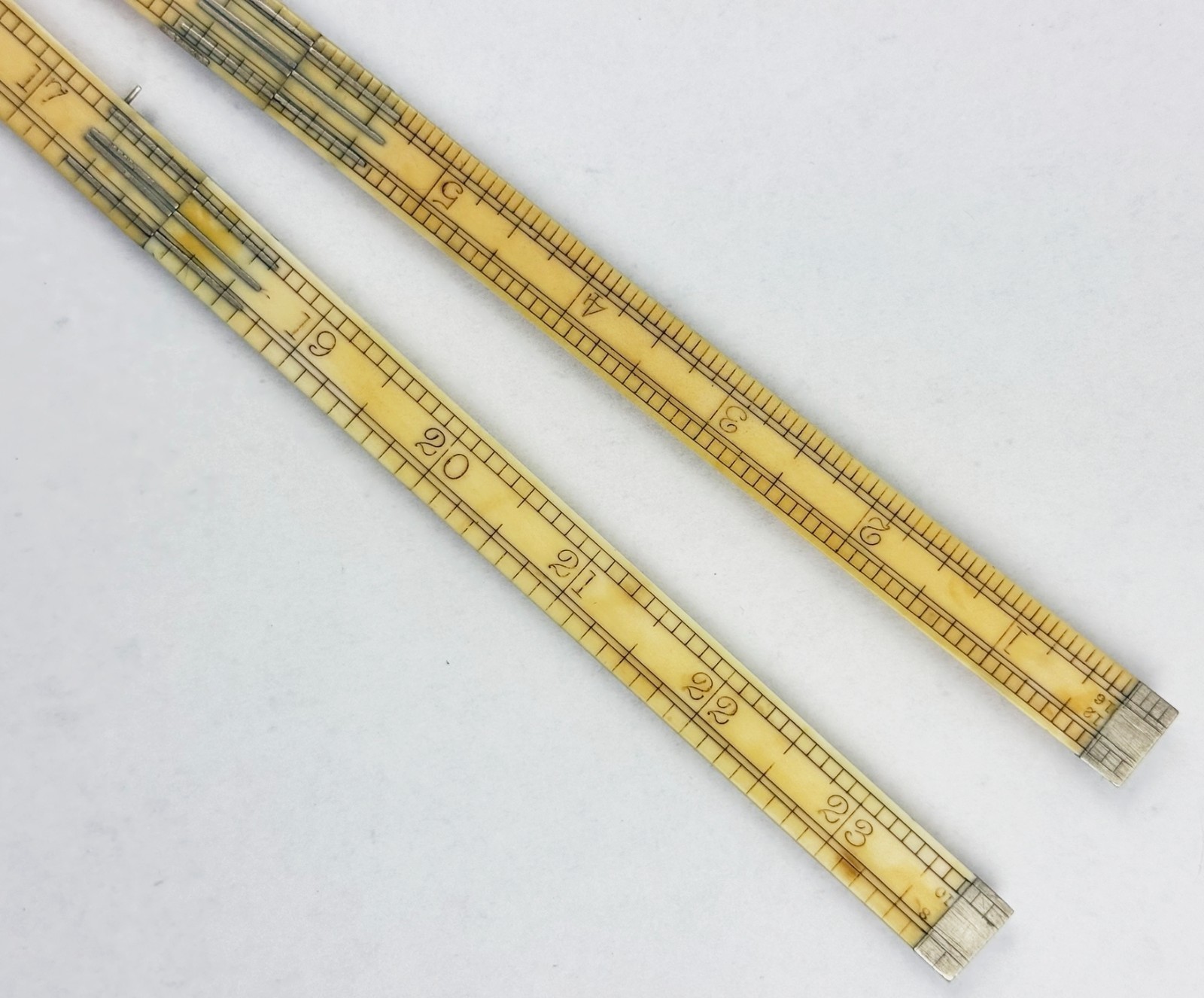 Antique J RABONE & Sons 4 Fold 2ft Architect RULE German Silver Protractor Joint