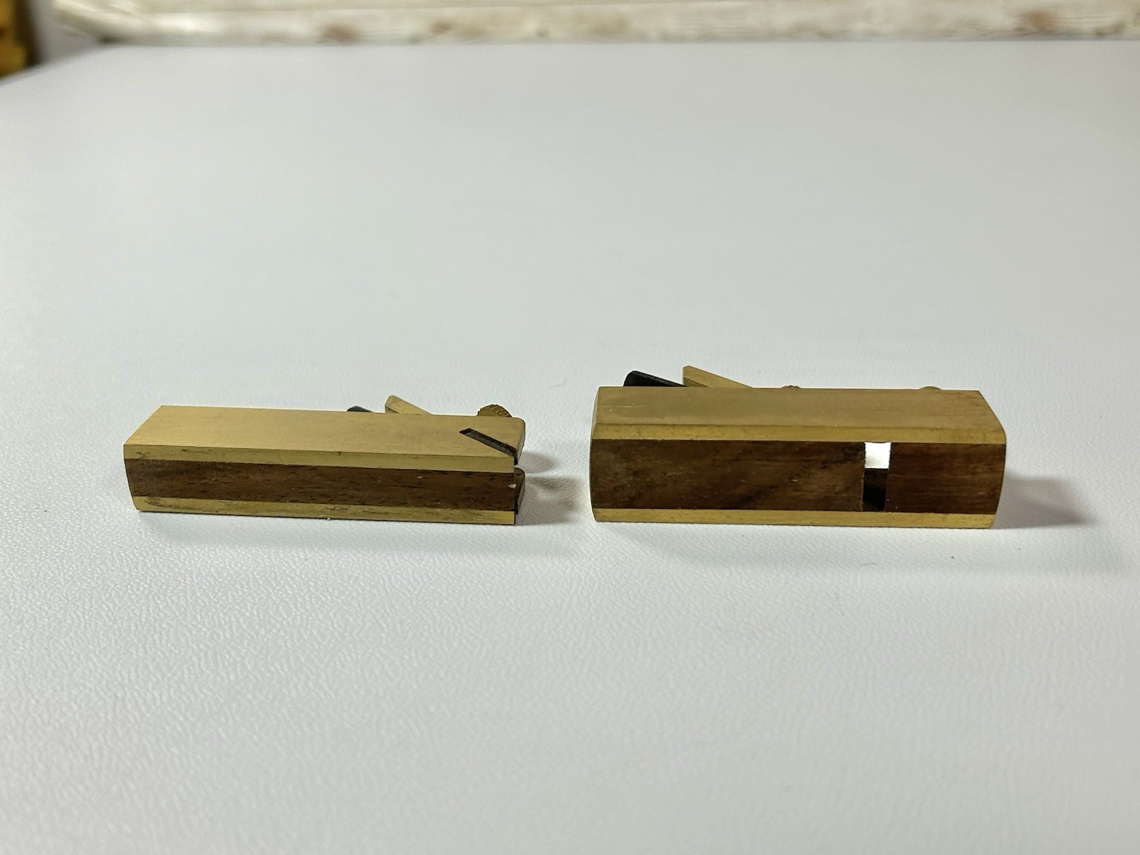 Lot of 2 Micro Brass Plane Standard Scraper in Wood Box