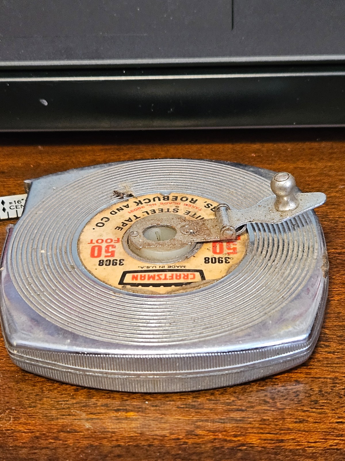 Vintage Sears Roebuck & Co. Craftsman 50 Foot Tape Measure #3908 USA White Steel