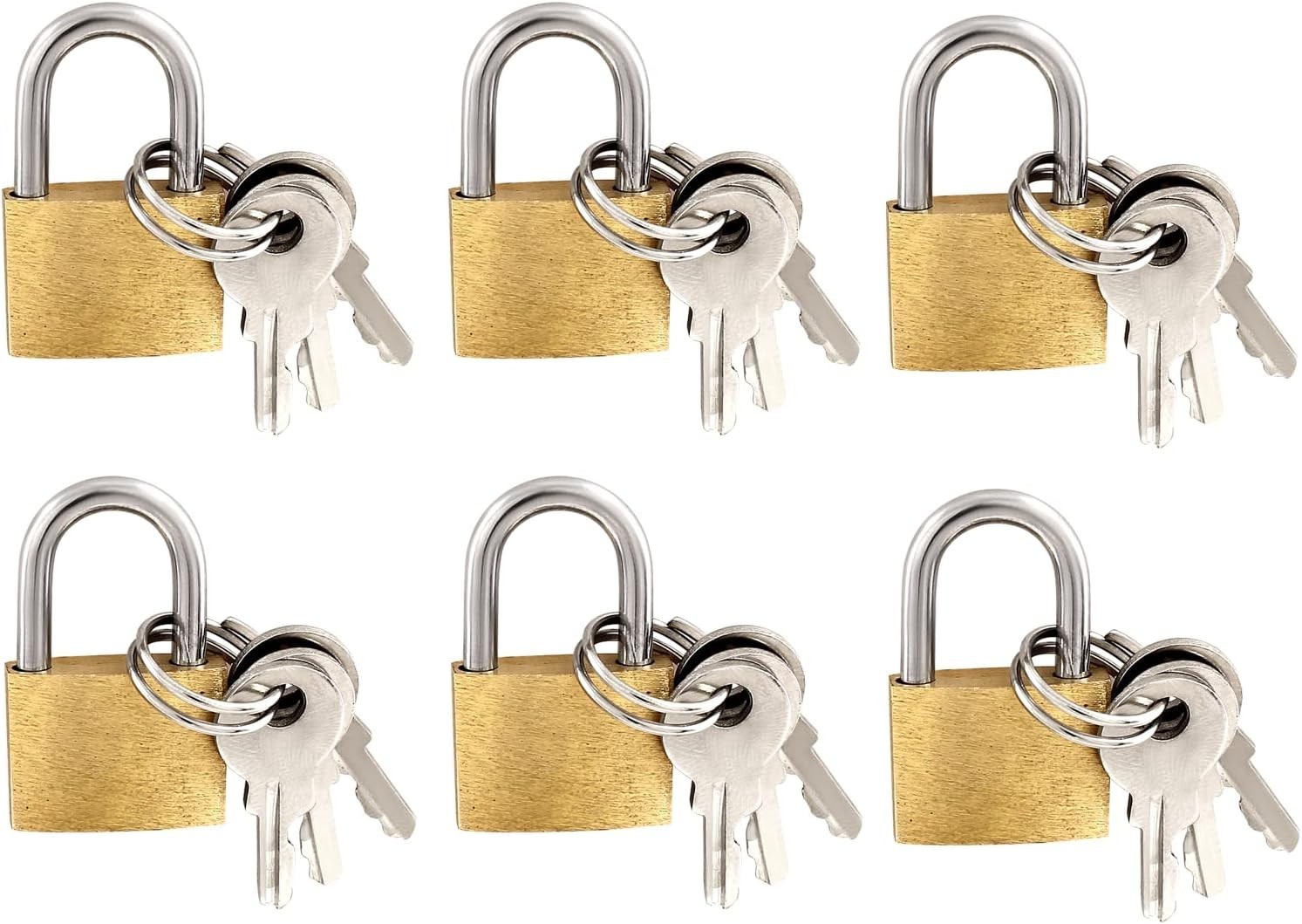 6 Pieces Mini Locks with Keys, Small Solid Brass Padlock Suitcase Locks for Lugg