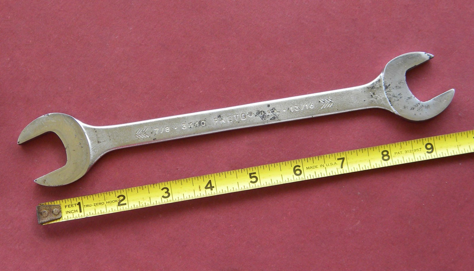 Vtg PROTO Professional Arrow Logo #3440 7/8″ x 13/16″ Open End Wrench, 10″ Long