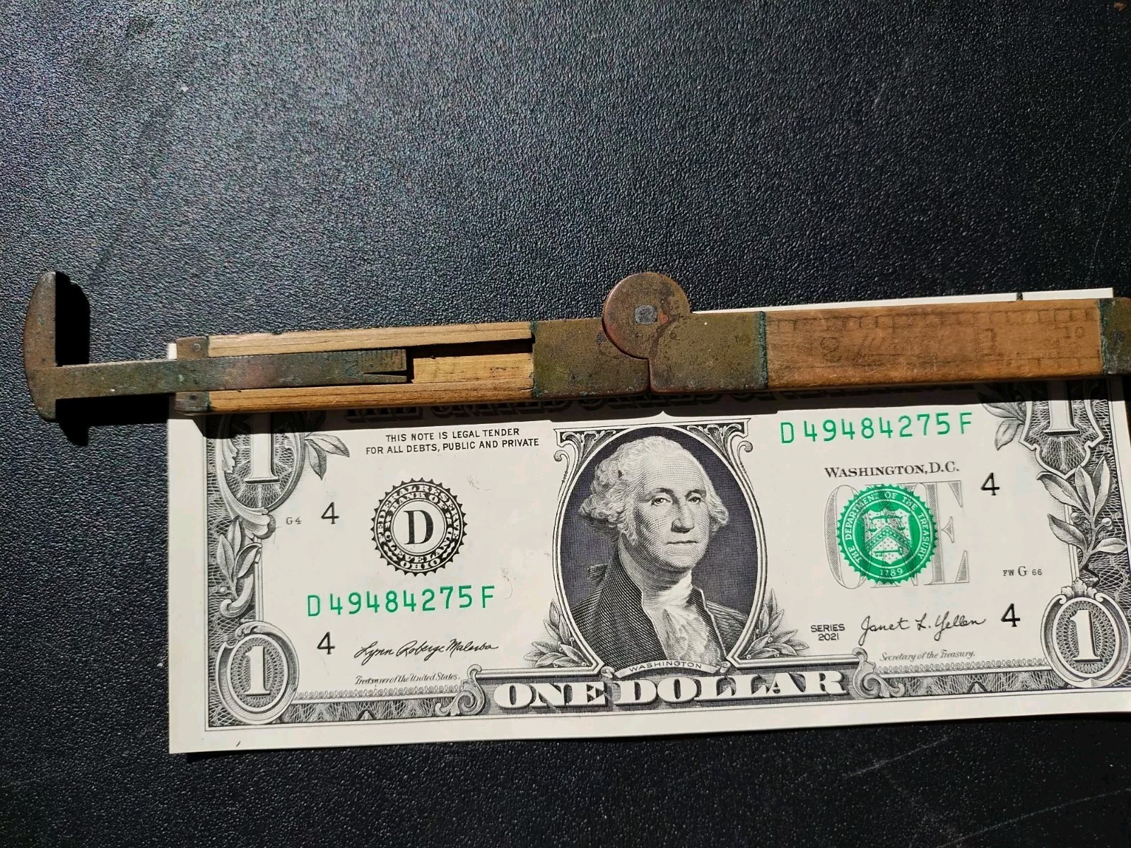 Antique LUFKIN No 171 Wood & Brass Folding Ruler Rule