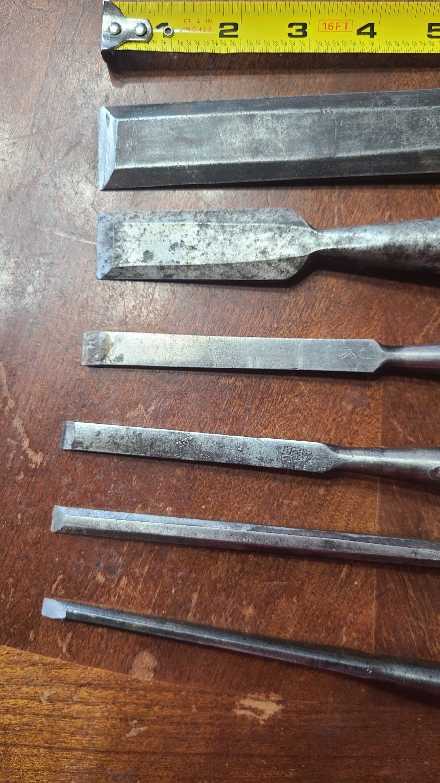 6 Vintage Socket Wood Chisels Unbranded