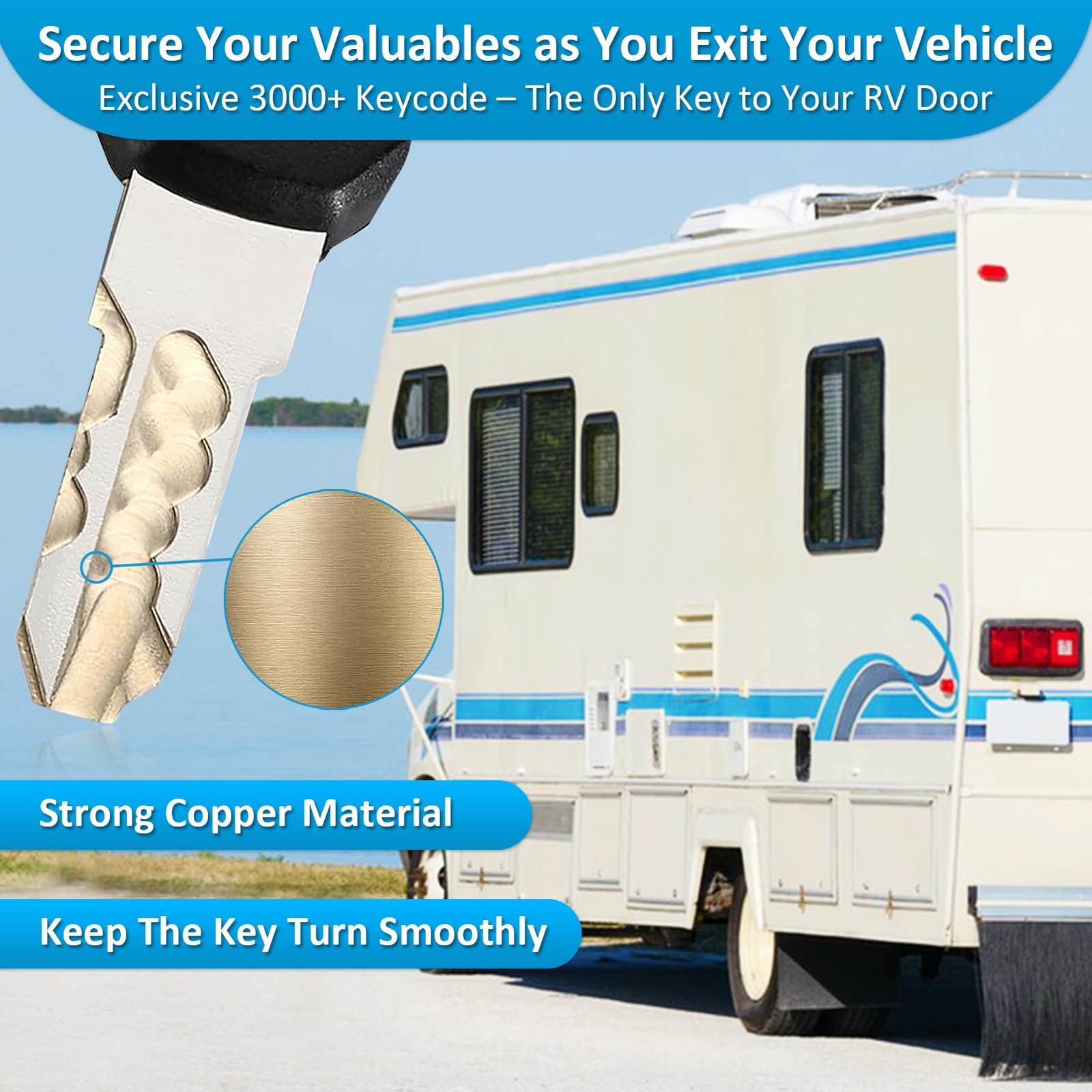 RV Door Lock Replacement Paddle Deadbolt Zinc Alloy Fits 2.75×3.75 Inch Hole