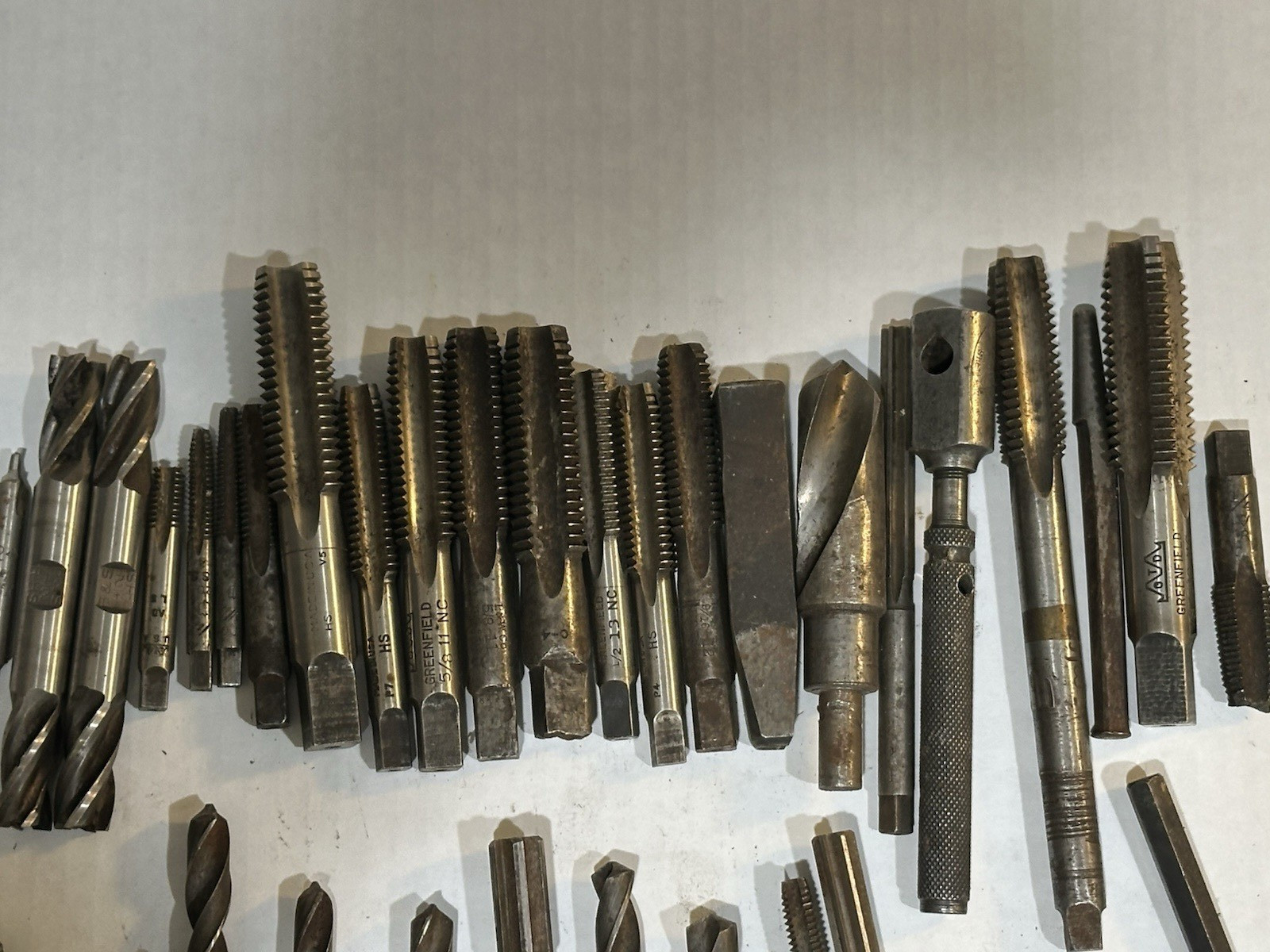 Lot of 50 Various Vintage Hand Taps and Drills and End Mills Reamers