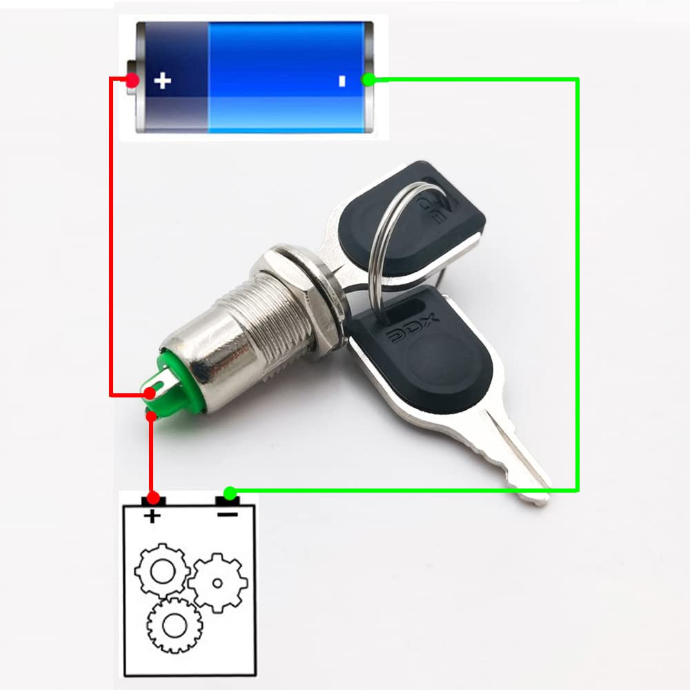 12Mm On/Off Metal Key Lock Switch Prewired Key Switch Lock Maintained Latching K