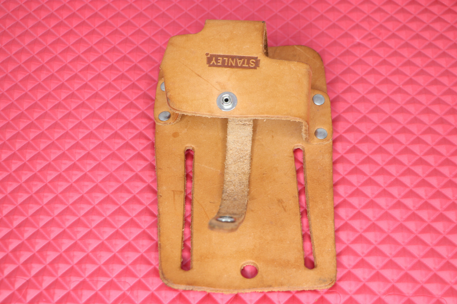 Vintage Stanley Genuine Leather Tool Belt Single Hammer Tape Electrician Pouch