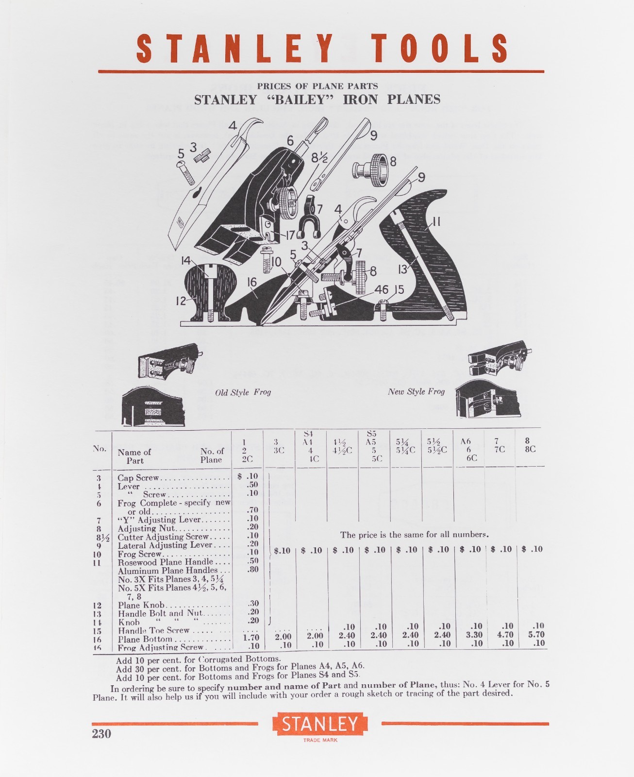 Stanley Plane Frog Assembly For No. 4, and No. 5 Type 12-15 (1919-1932)