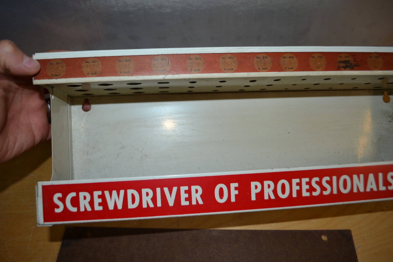 2 pcs. OG ~ vtg MILLERS FALLS Hardware Store Display Screwdriver Rack & Bit Sign