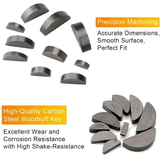 120Pcs Woodruff Key Assortment Kit, 10 Popular Sizes of Half Moon Keys, Keyway..