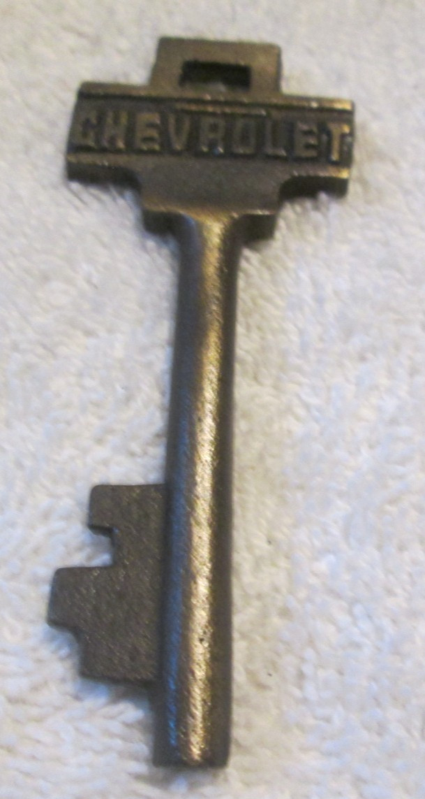 vintage SKELETON key with Chevrolet branding 3.1 inches or 8 cm