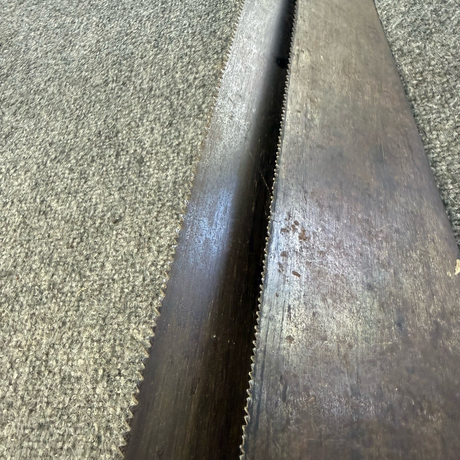 Vtg Disston & Sons Hand Saws (Lot Of 2) Carved Wheat Pattern Light Wood Brown
