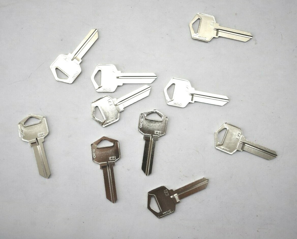 Lot Of 10 Hy-Ko Products 11010EZ1 Key Blanks Brass Nickel Cabinet House Locks