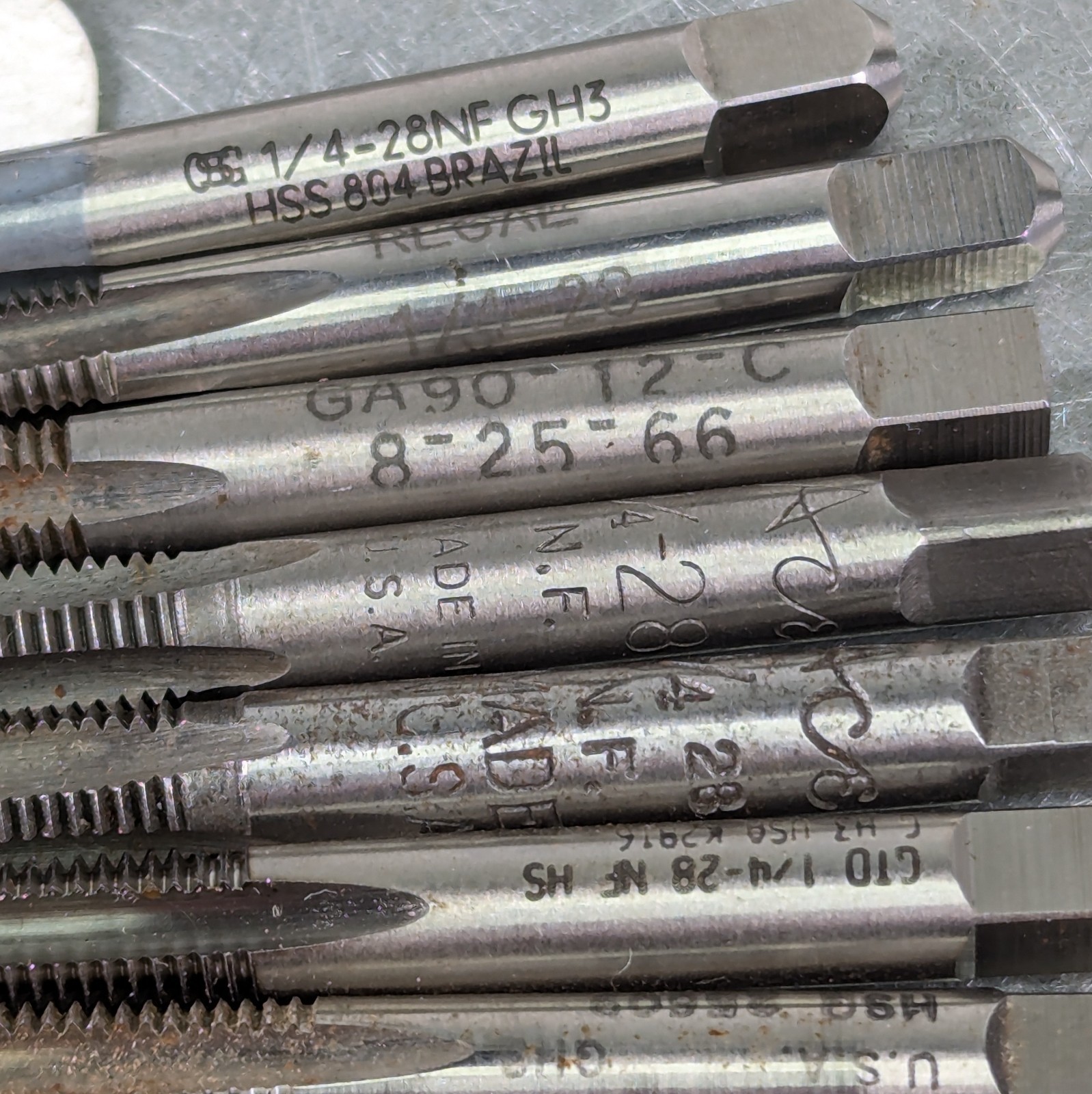 8 Taps 1/4-28 Sharp! 4-Flute Bottom Plug Regal GTD USA HSS Machinist Tool{831