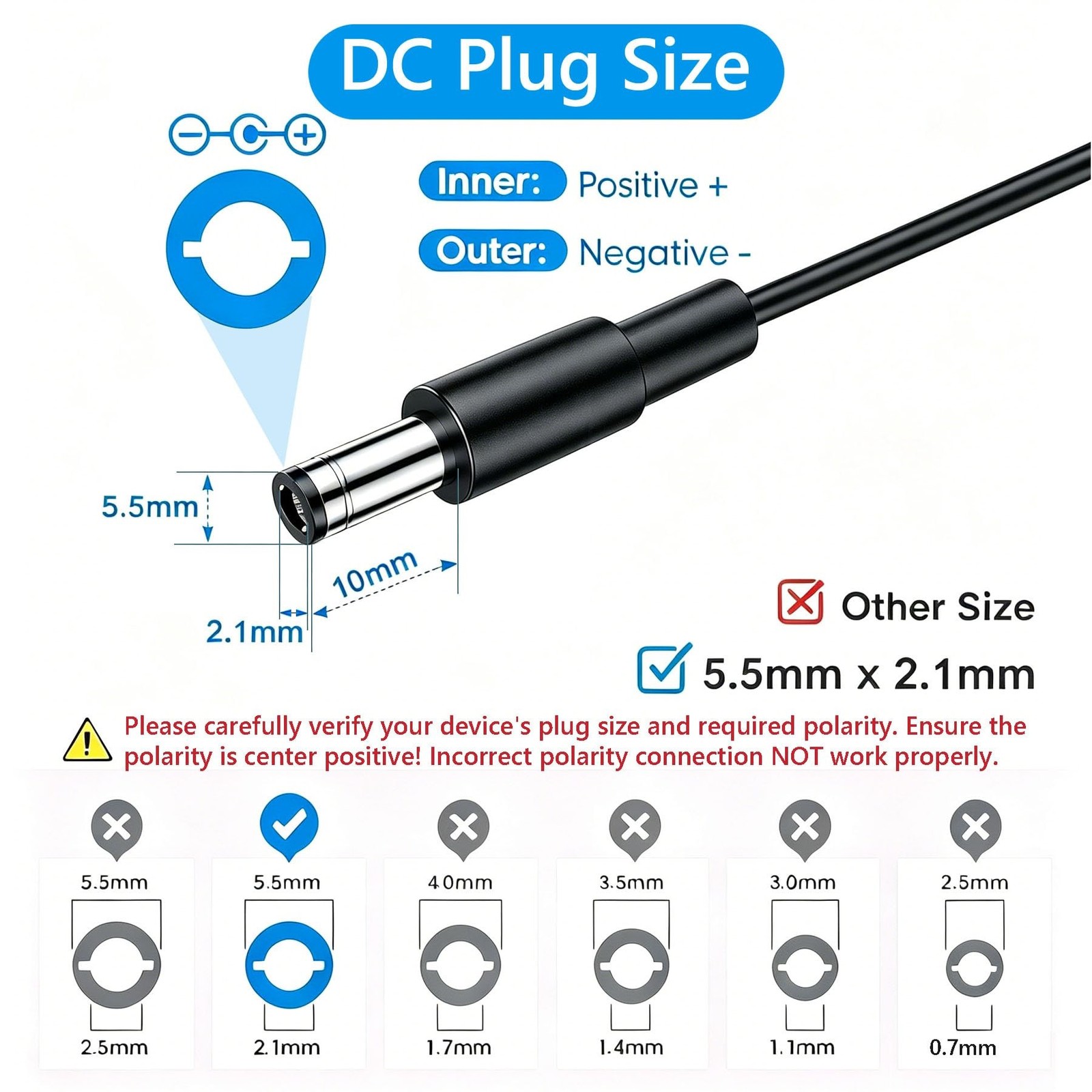 12V 5A Power Supply, AC 120V to DC12V 5.5×2.1mm Jack Converter, 12 Volt LED D…