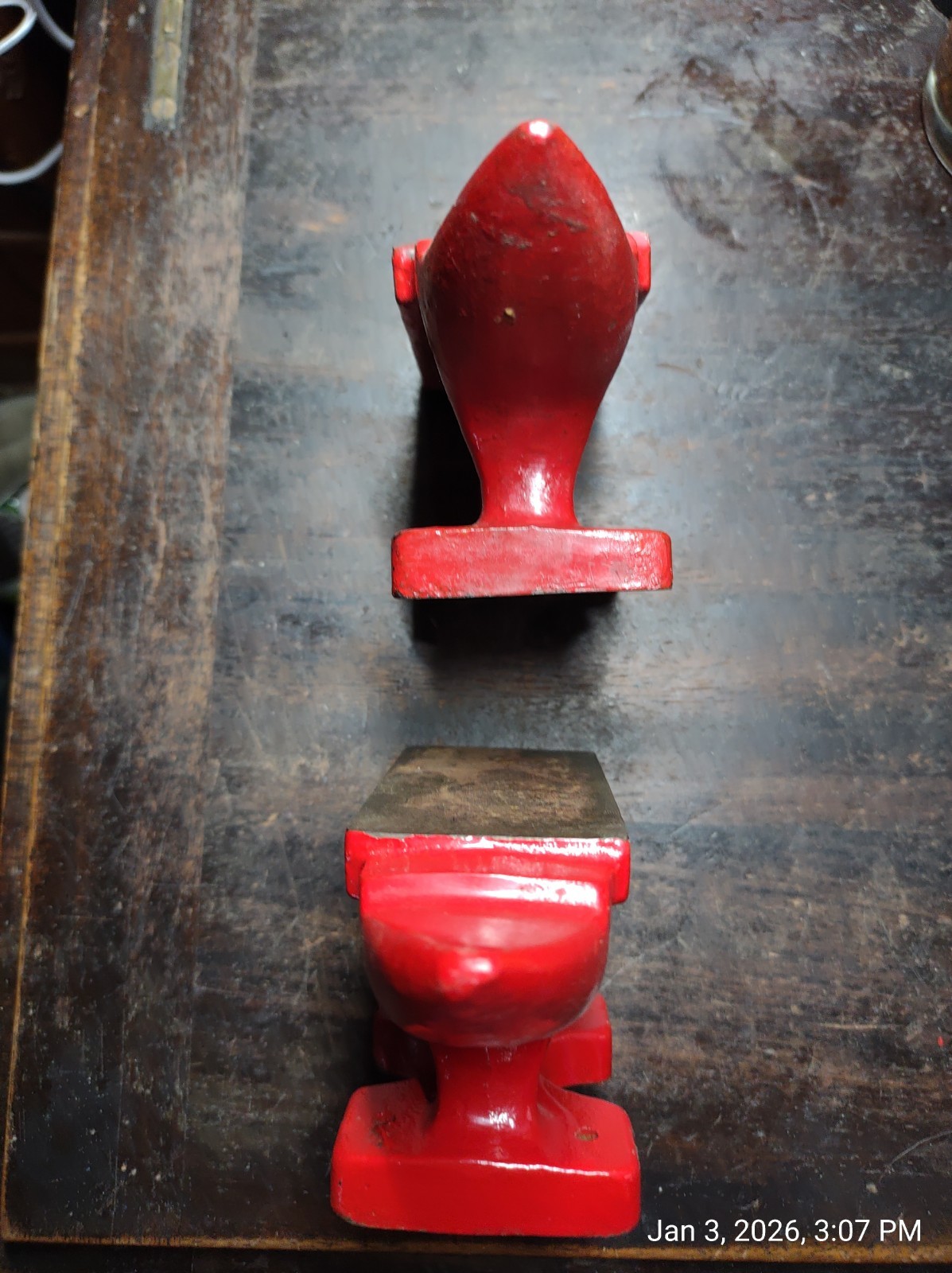 lot of 2 Vintage Small/Mini GRIZZLY Jewelers/Gunsmith Anvil RED Paint 2 shades