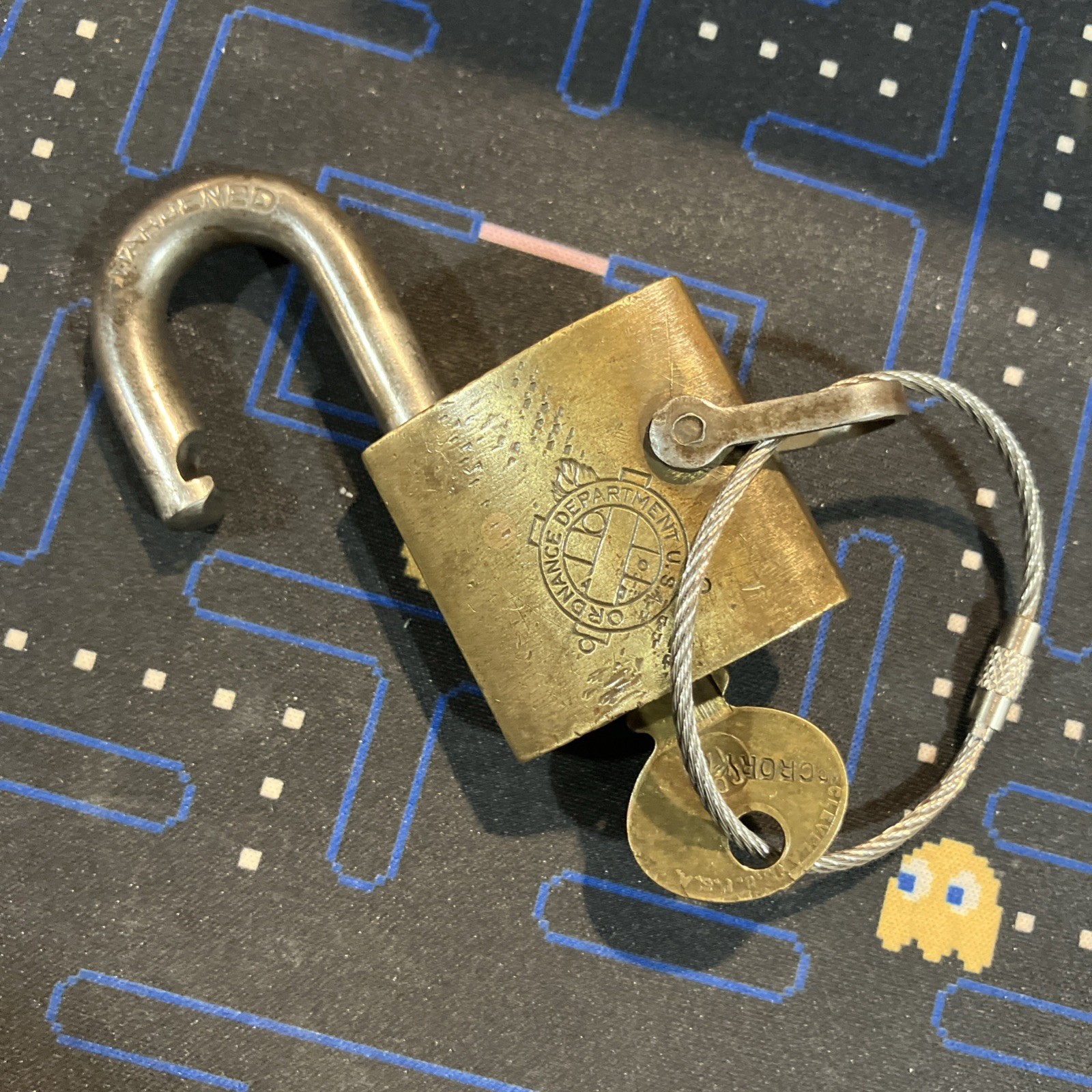 Vintage Corbin US Military Ordnance Department Brass PadLock w/ Key