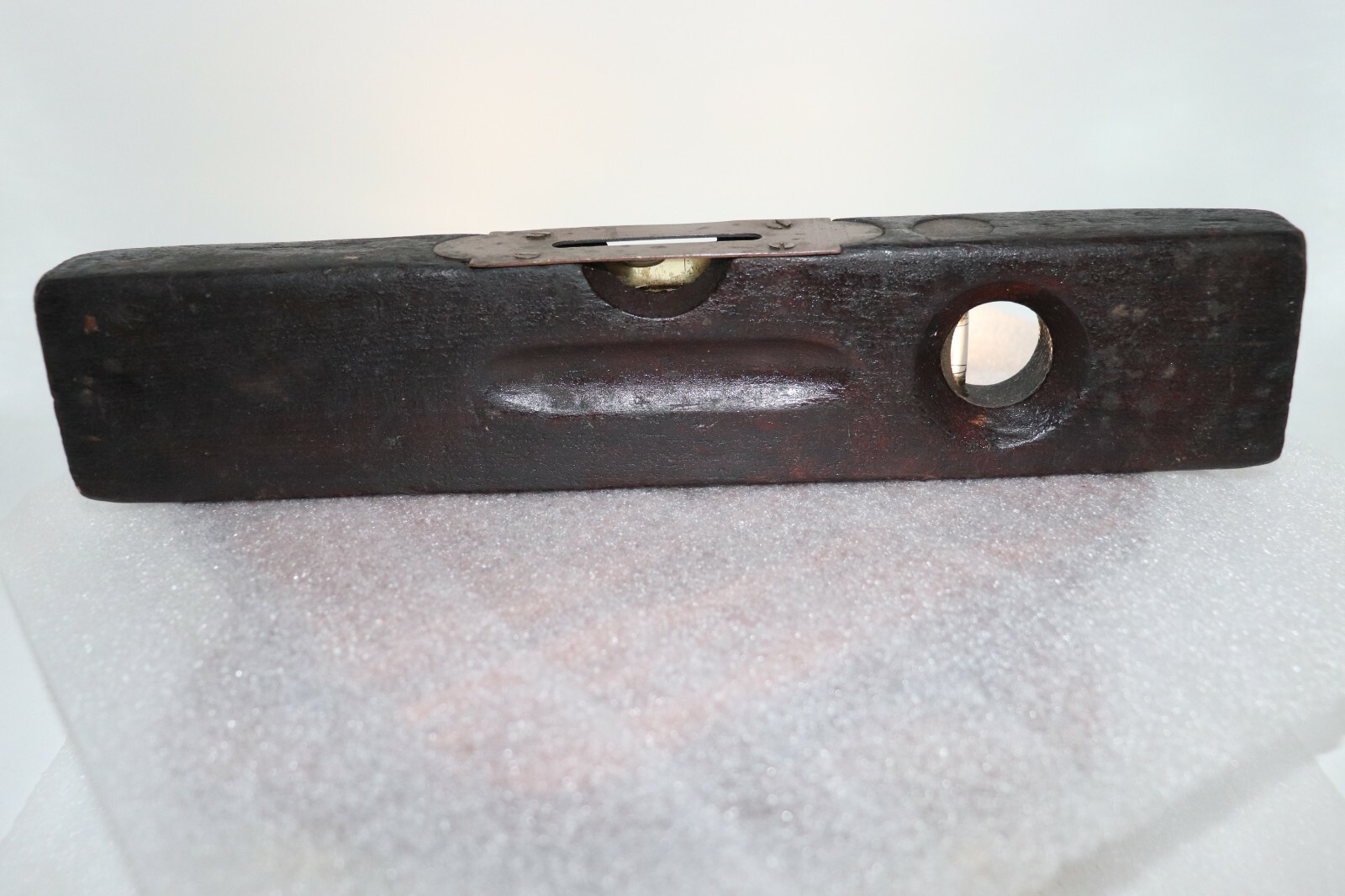 Antique Stanley Wood & Brass 12″ Plumb Level Pat 6-2-91 6-23-1896