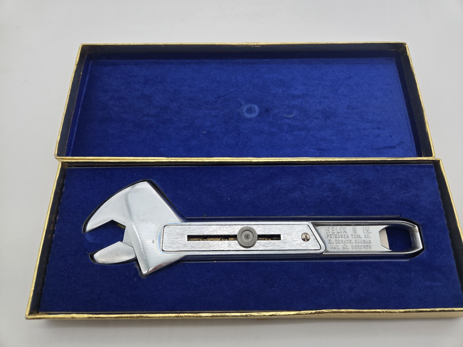 Vintage Petersen Tool Co Stainless Steel 8” HELIX Sliding Adjustable Wrench STUC