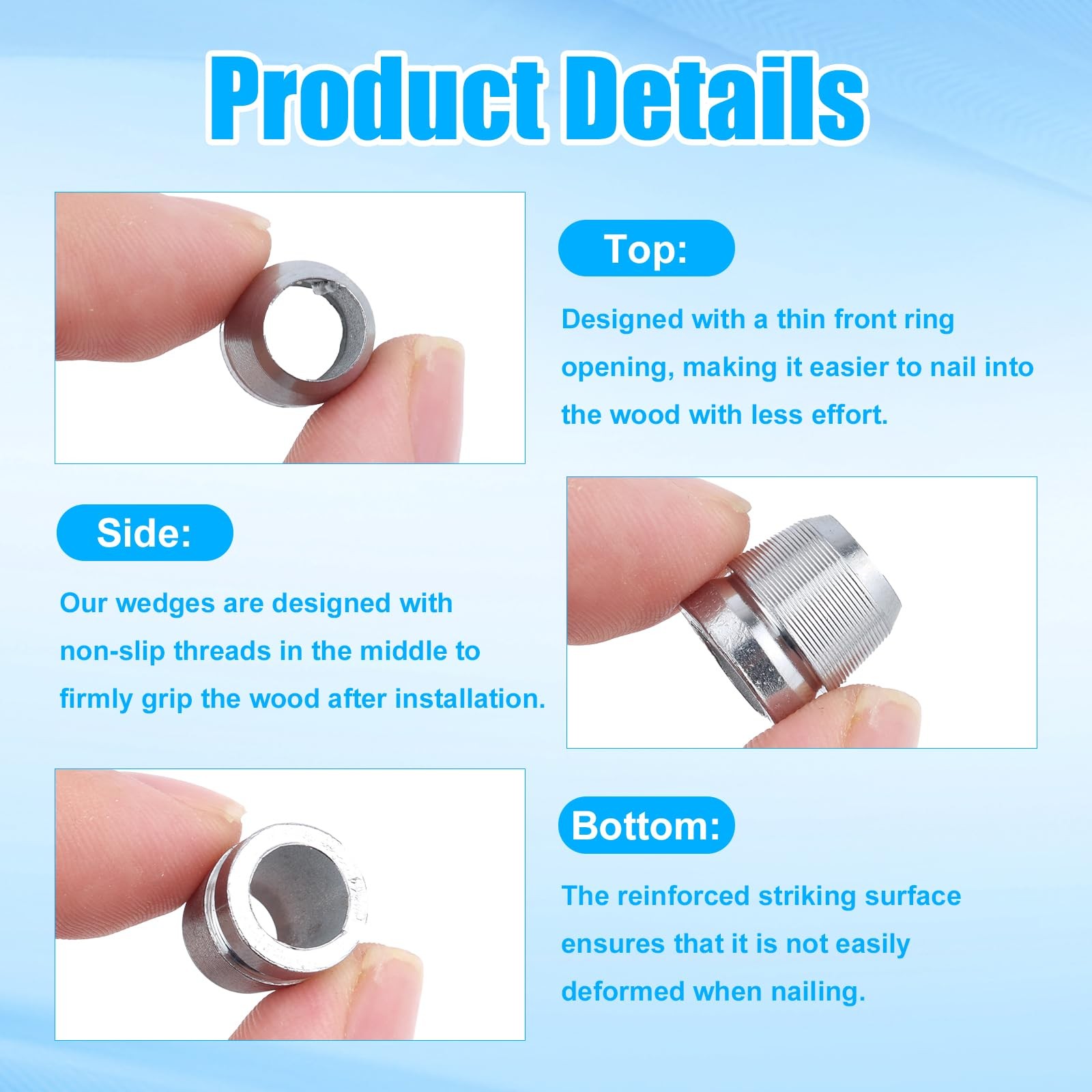 Gosknor 30pcs Round Axe Handle Wedge Kit, 8mm, 10mm, 12mm, Silver