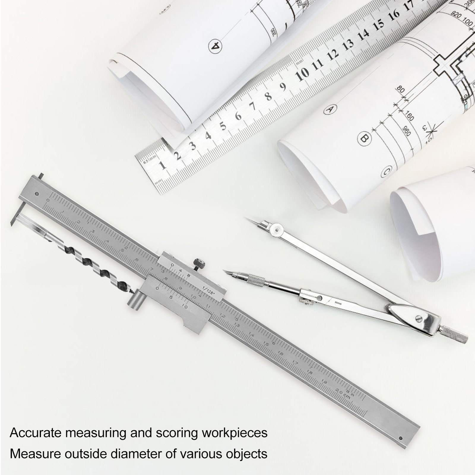 Parallel Cross Caliper 0-200mm Vernier Calipers Marking Gauge Stainless.