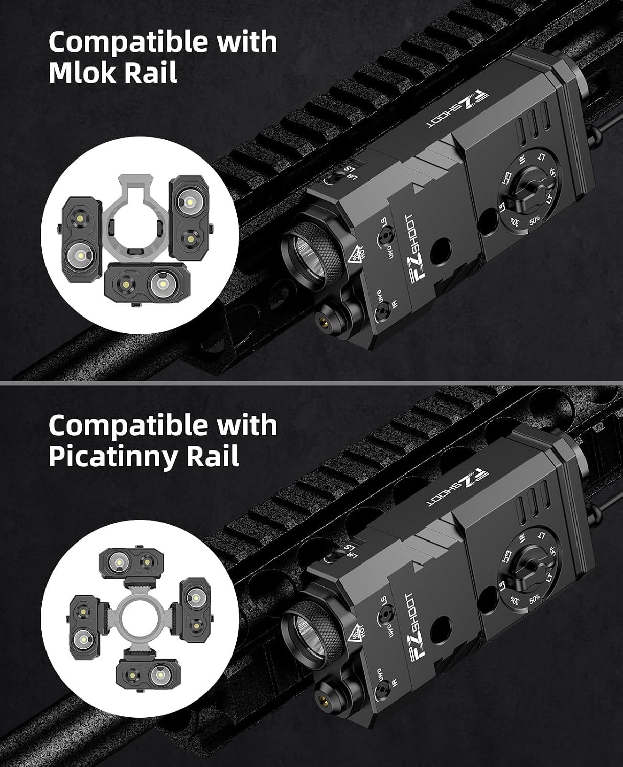 1600 Lumens Rifle Light Laser IR 3-In-1 Combo, Ar Light Laser Combo Magnetic Rec