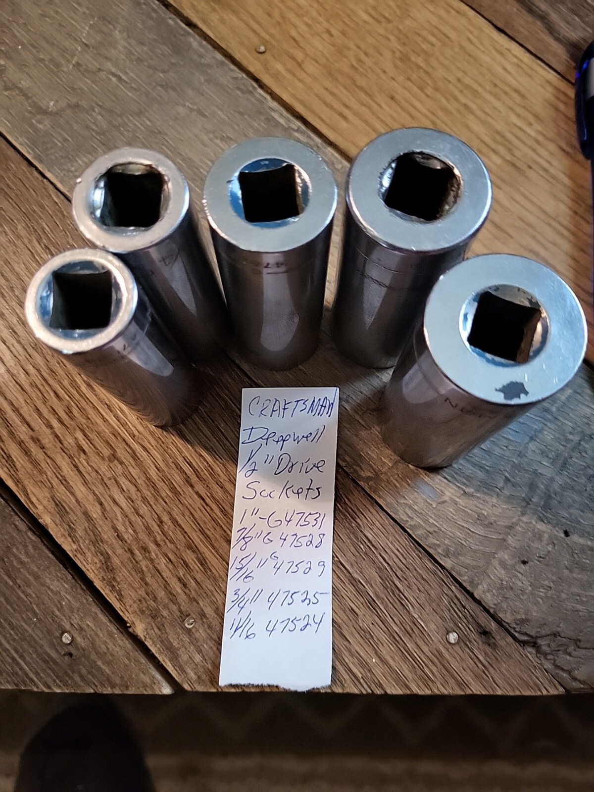 Craftsman 1/2″ Drive Deep Socket Set -G- 11/16″-1″ 47524,47525,47528,47529,47531