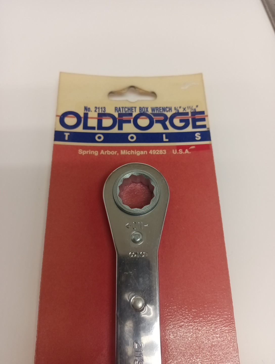 NOS Old Forge Tools Ratchet Box Wrench 5/8″ ×11/16″ No .2113 Spring Arbor USA